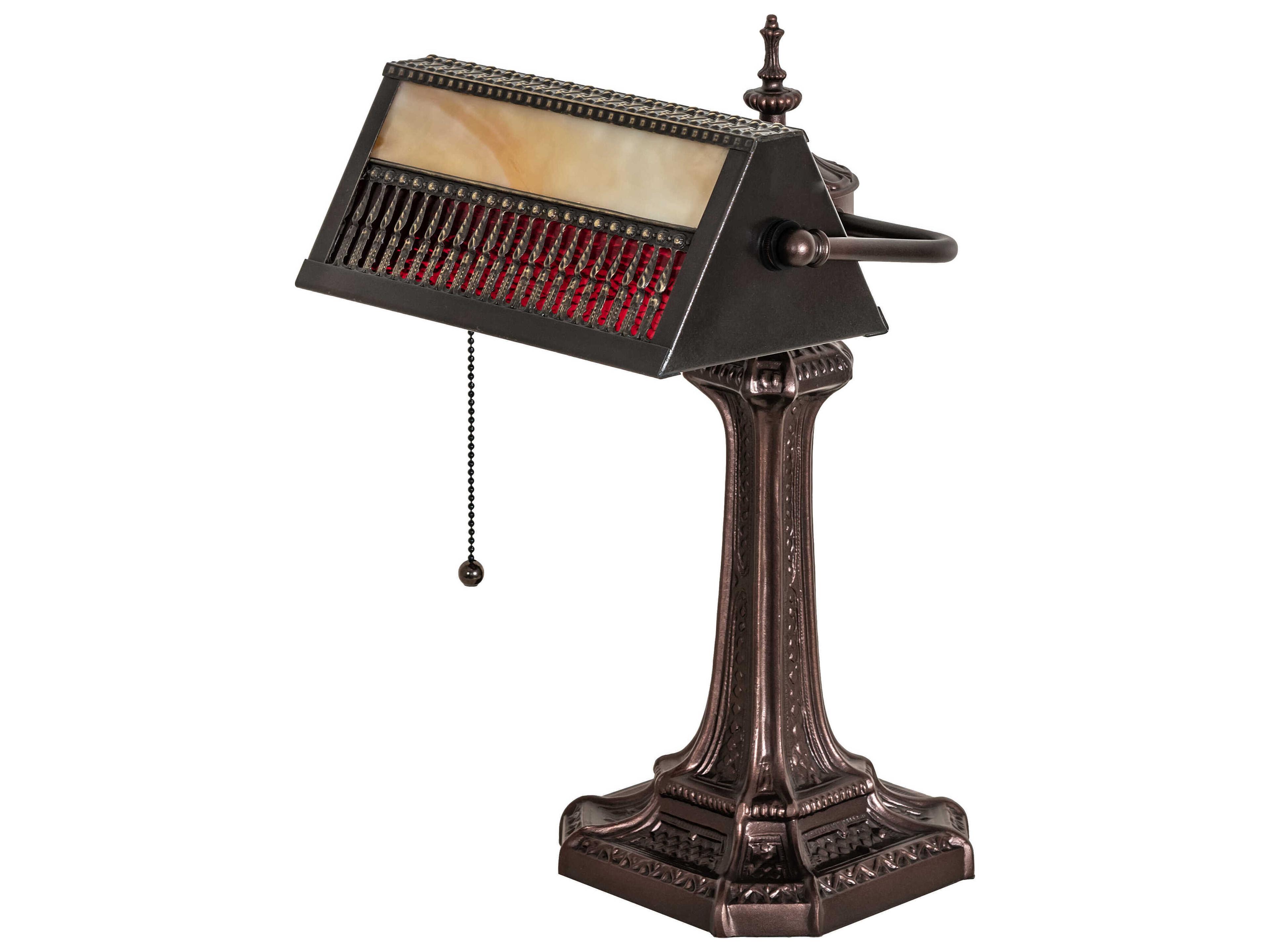 Meyda Gothic Mahogany Bronze Glass Desk Lamp