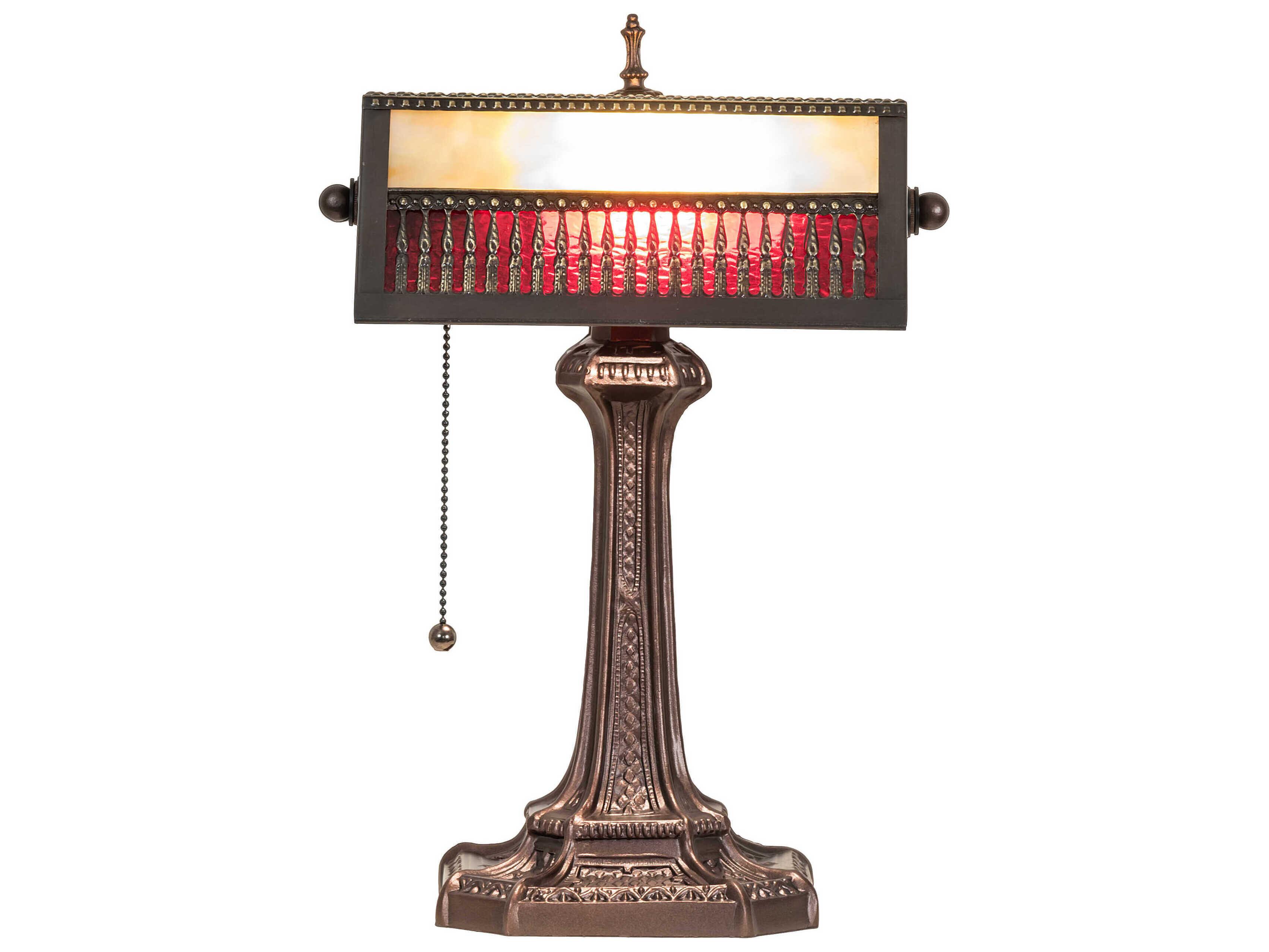 Meyda Gothic Mahogany Bronze Glass Desk Lamp