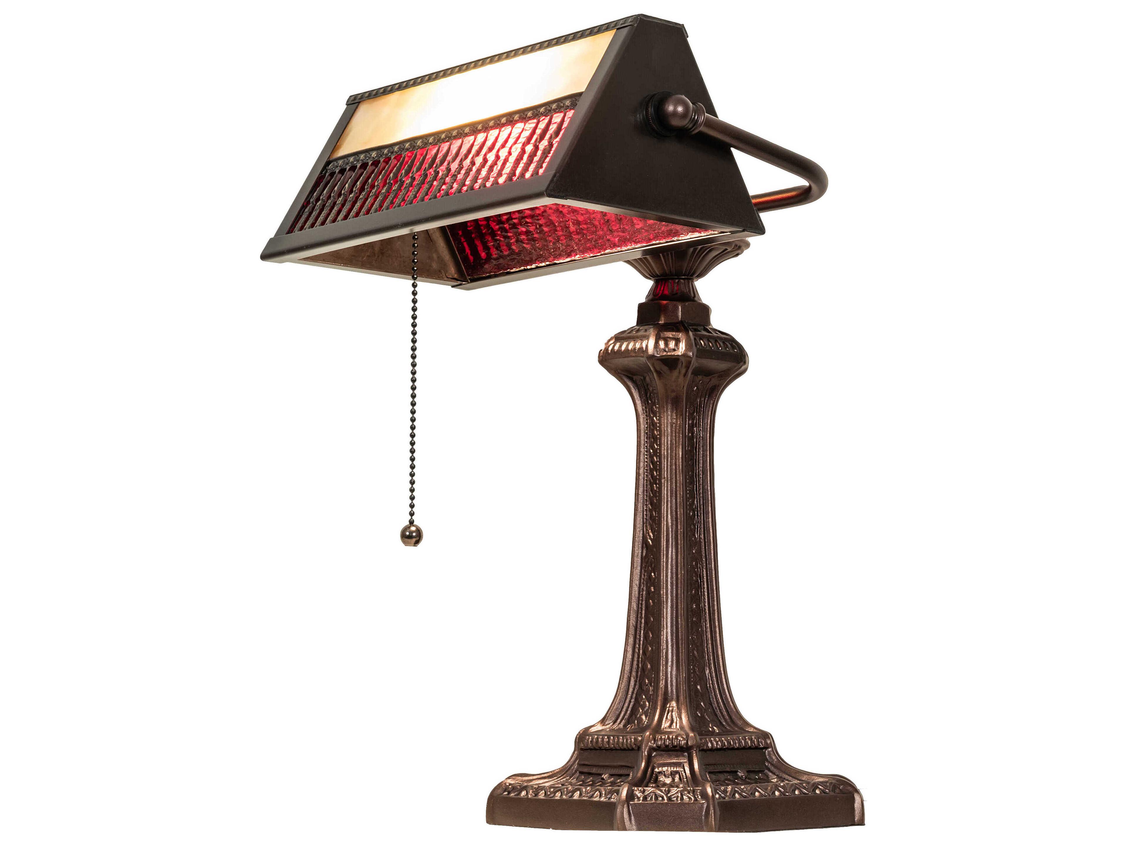 Meyda Gothic Mahogany Bronze Glass Desk Lamp