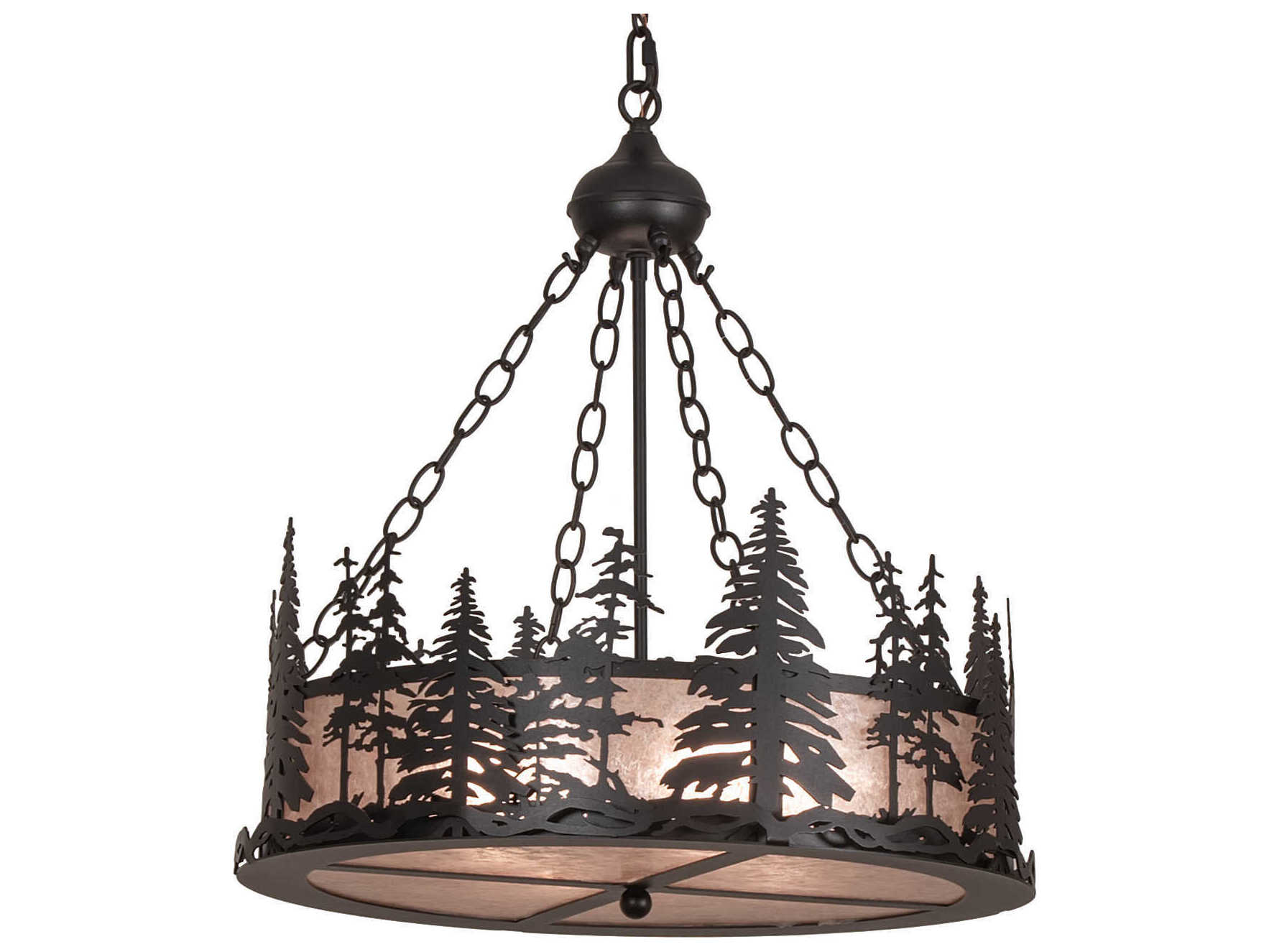 Meyda Tall Pines 4-Light Black Glass Drum Pendant