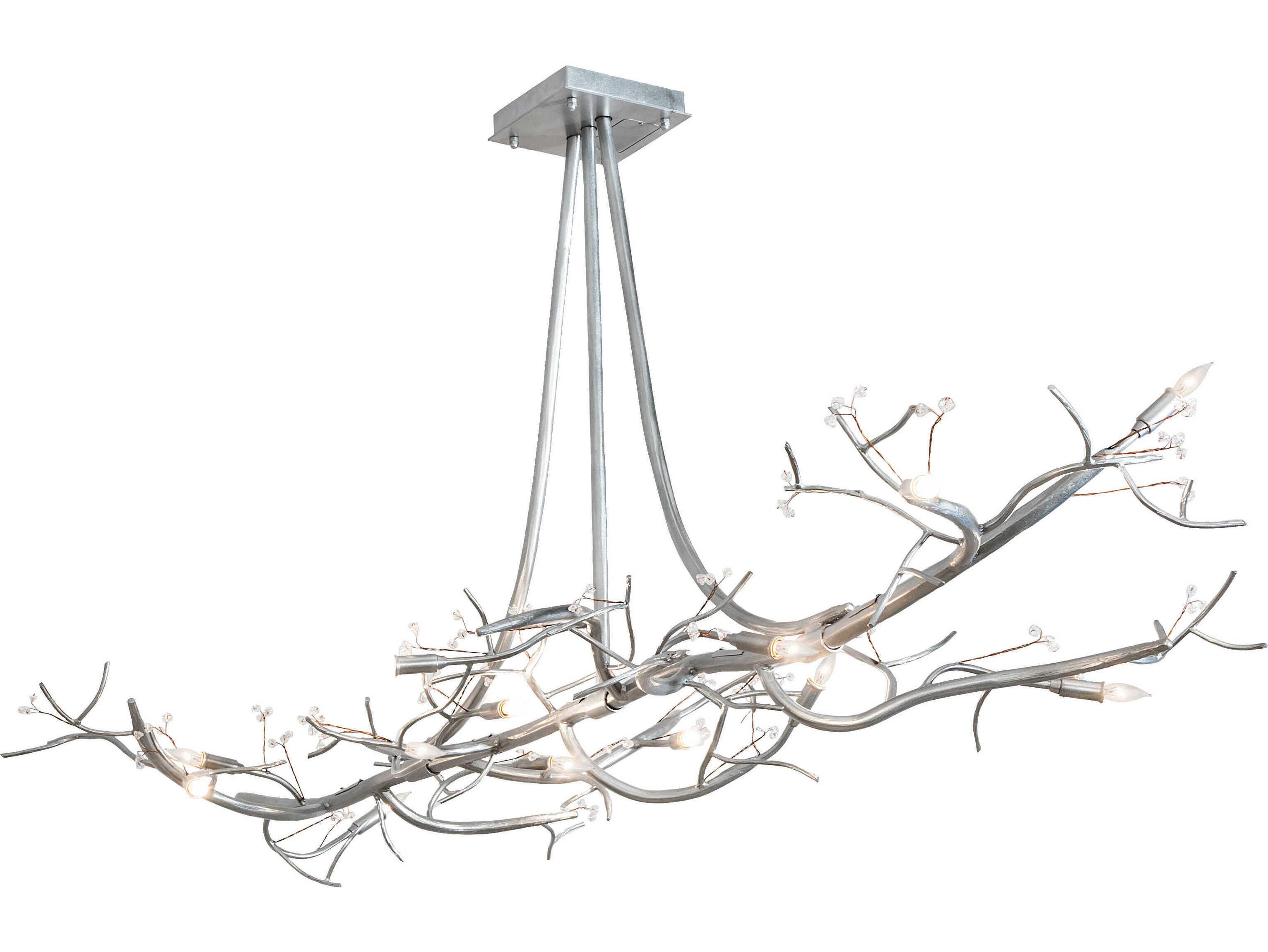 Meyda Winter Solstice 12-Light Nickel Glass Linear Island Pendant