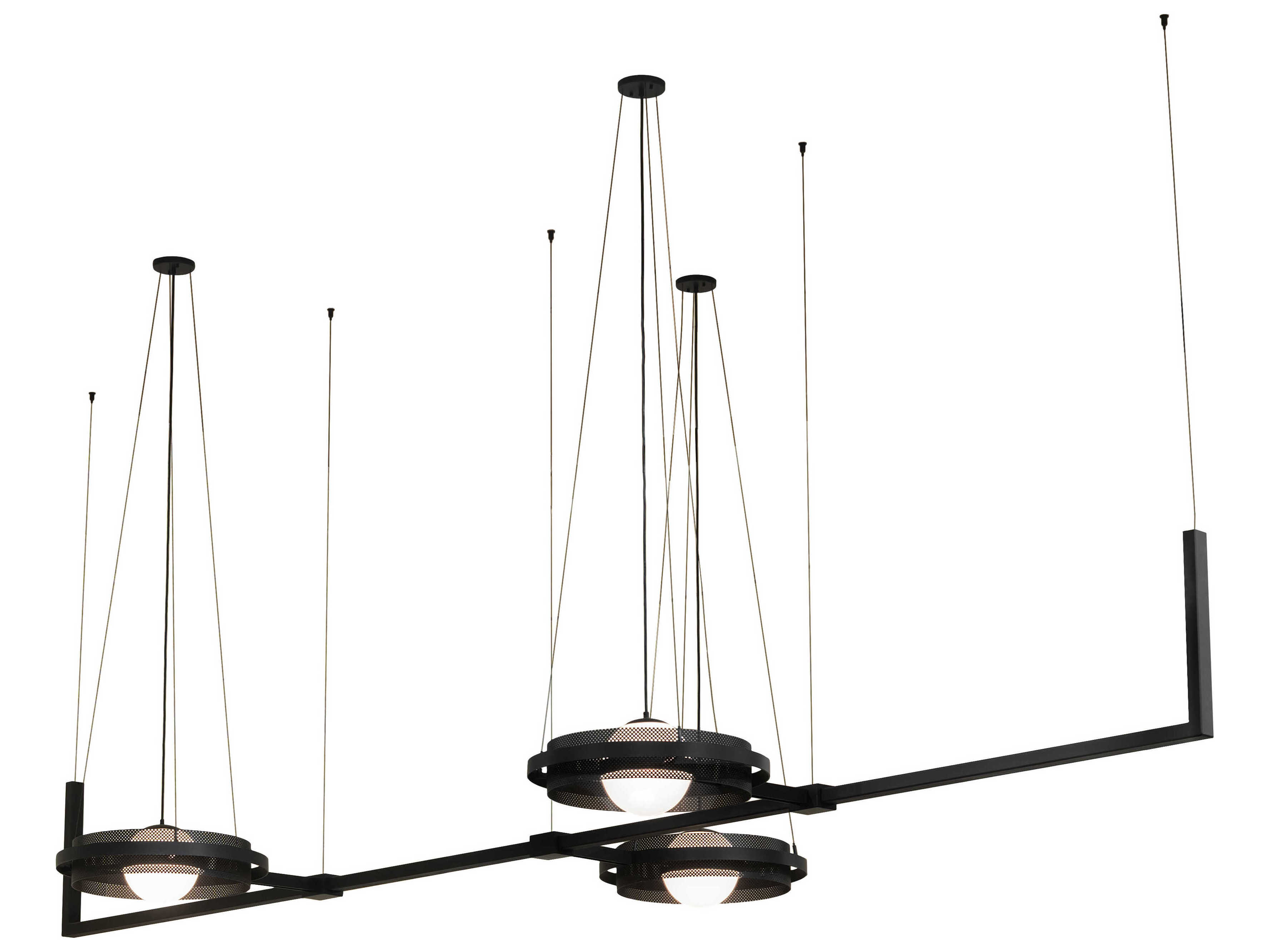 Meyda Bola 3-Light Solar Black Glass LED Linear Island Pendant