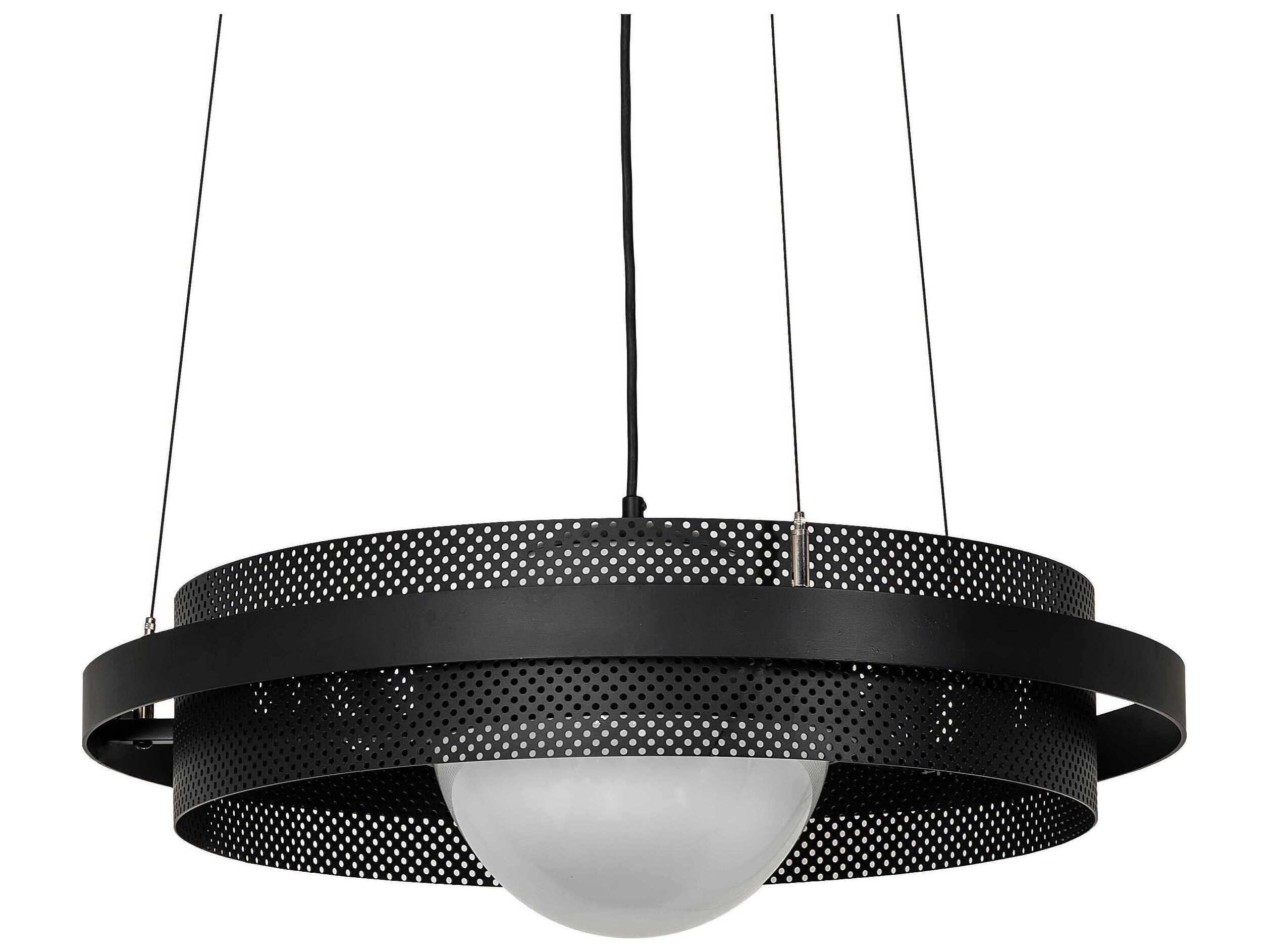 Meyda Bola 1-Light Solar Black Glass LED Globe Round Pendant