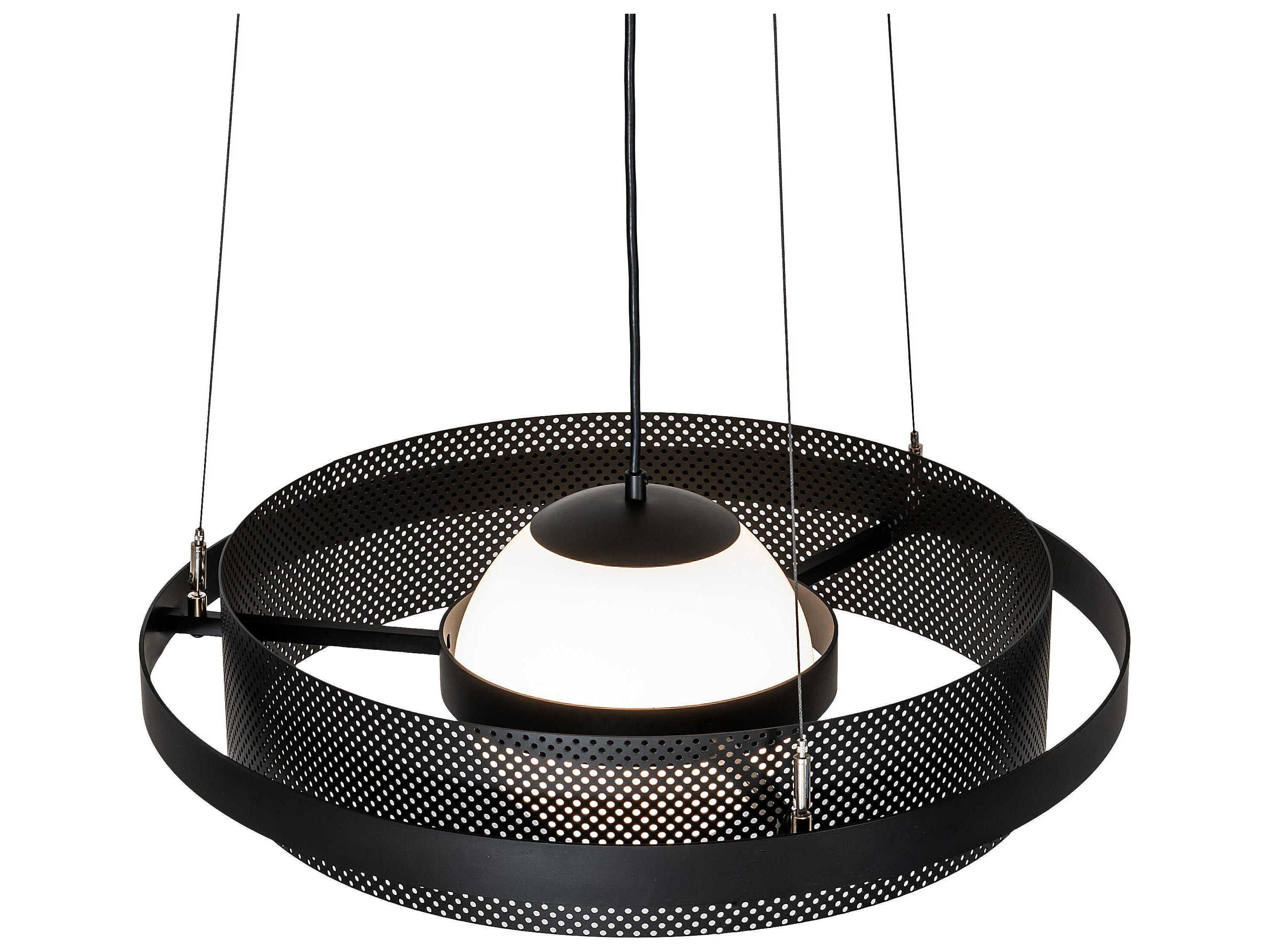Meyda Bola 1-Light Solar Black Glass LED Globe Round Pendant