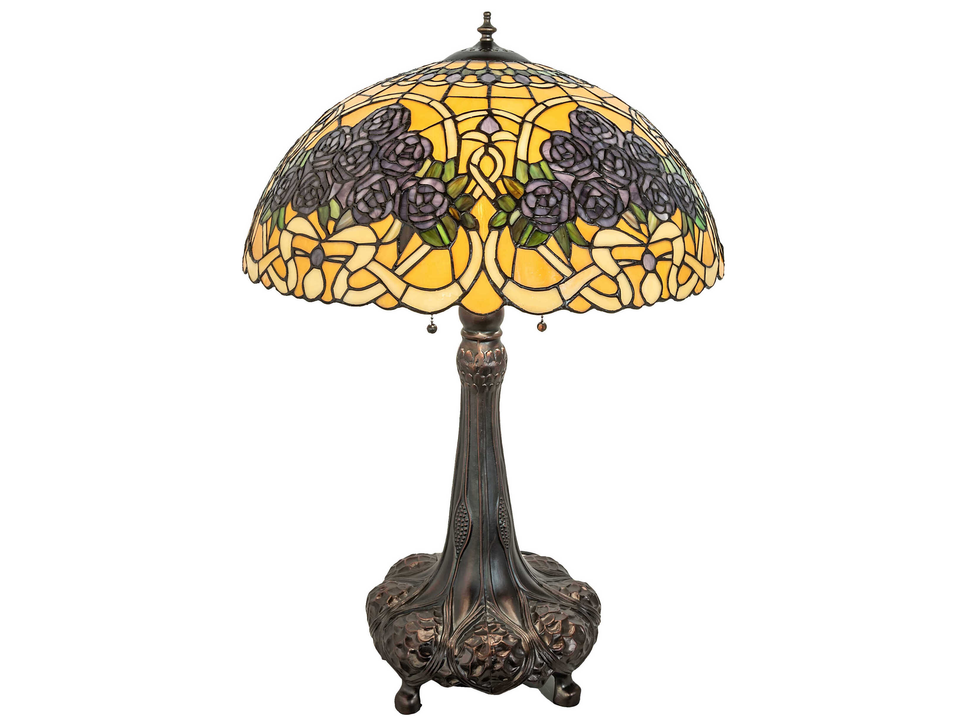 Meyda Rose Bouquet Mahogany Bronze Glass Tiffany Buffet Lamp