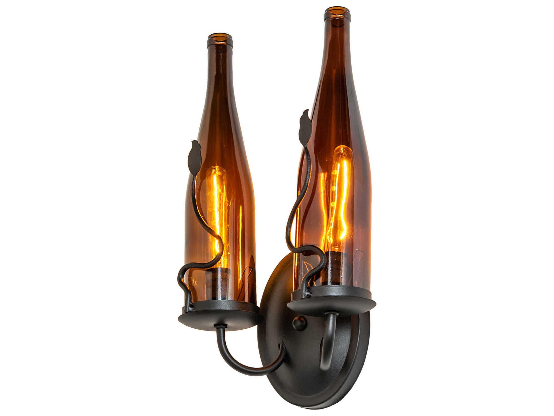 Meyda Tuscan Vineyard 2-Light Black Glass Wall Sconce