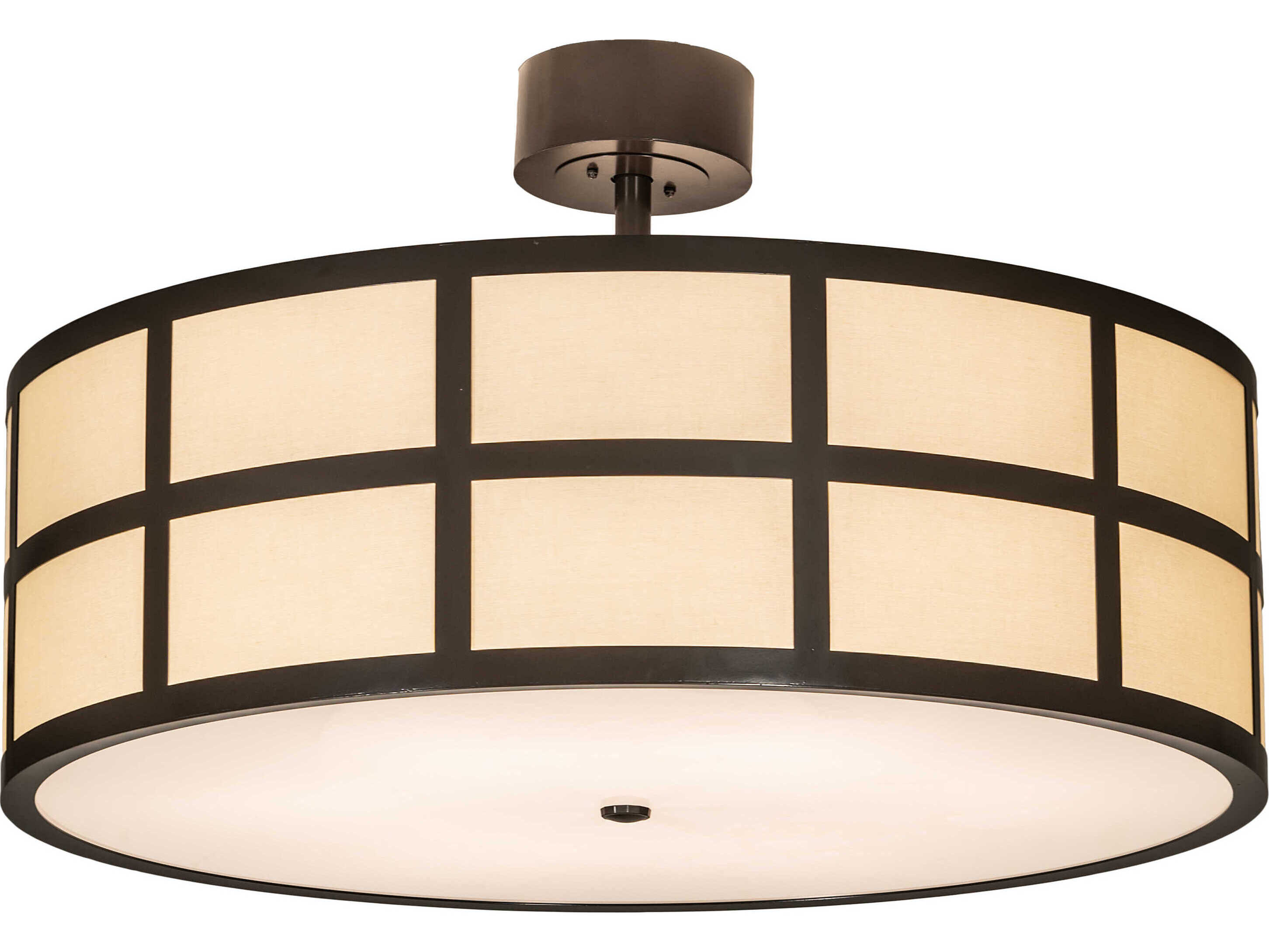 Meyda Cilindro 6-Light Timeless Bronze Glass Drum Semi Flush Mount