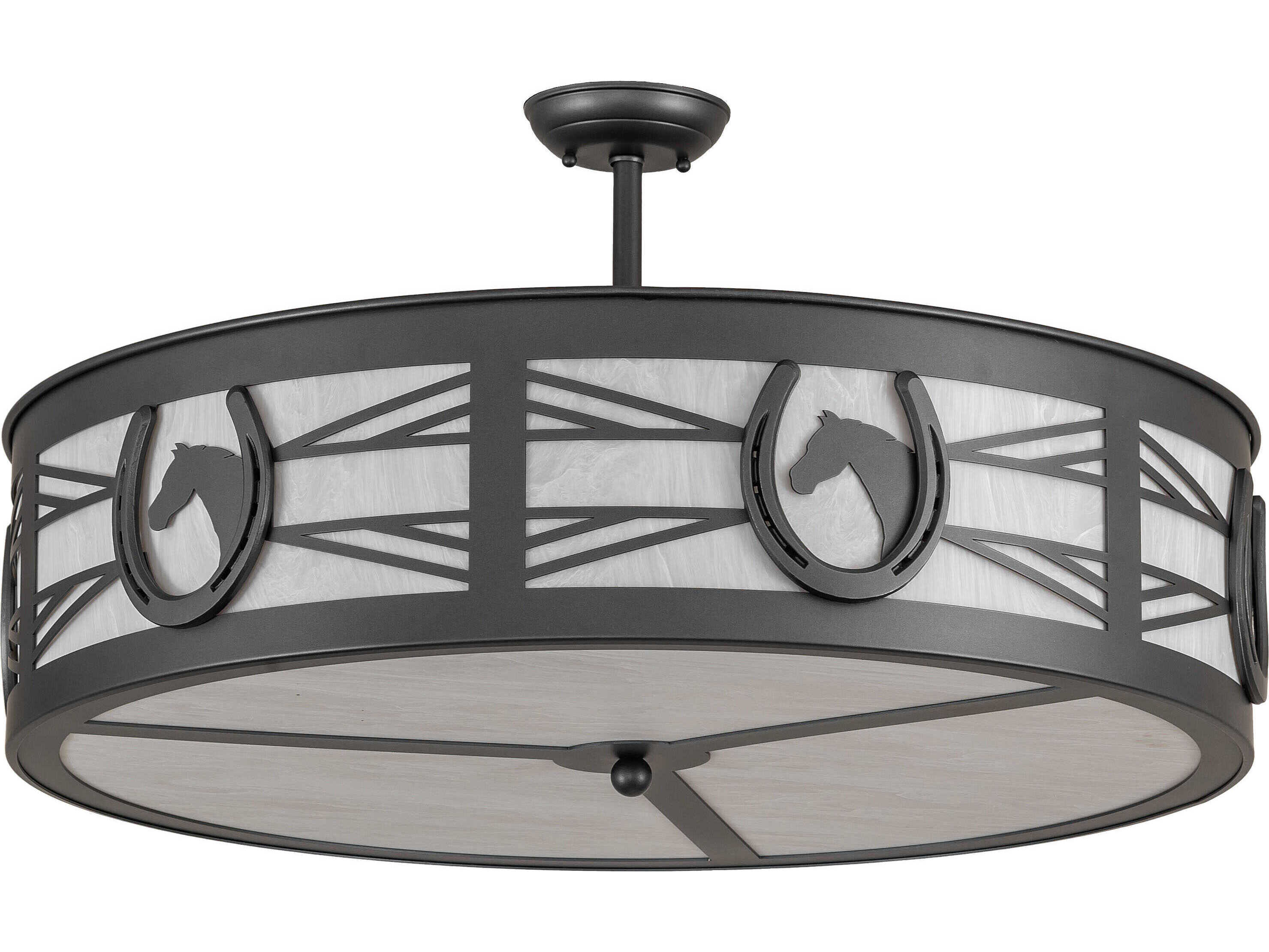Meyda Horseshoe 4-Light Wrought Iron Semi Flush Mount