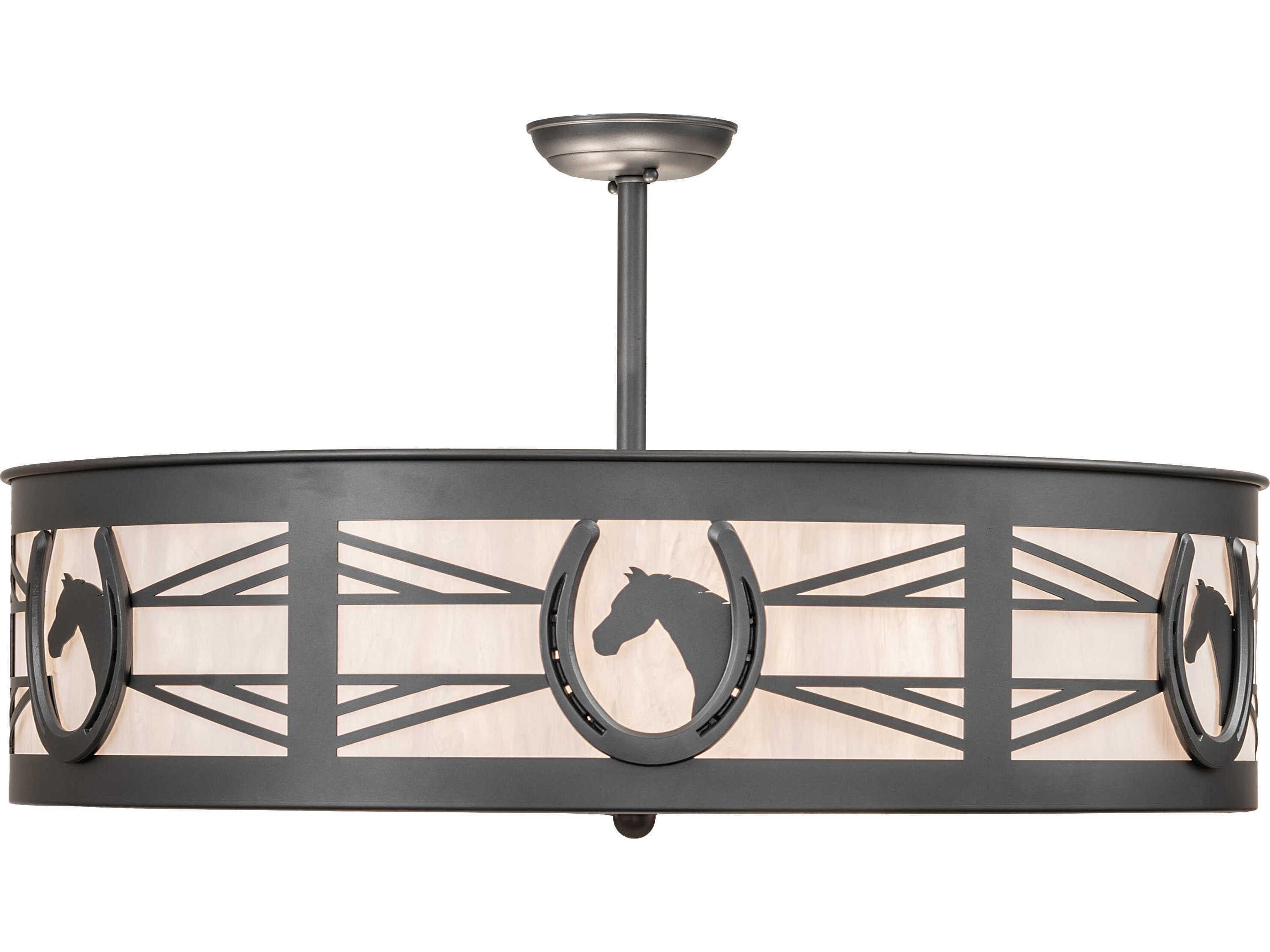Meyda Horseshoe 4-Light Wrought Iron Semi Flush Mount