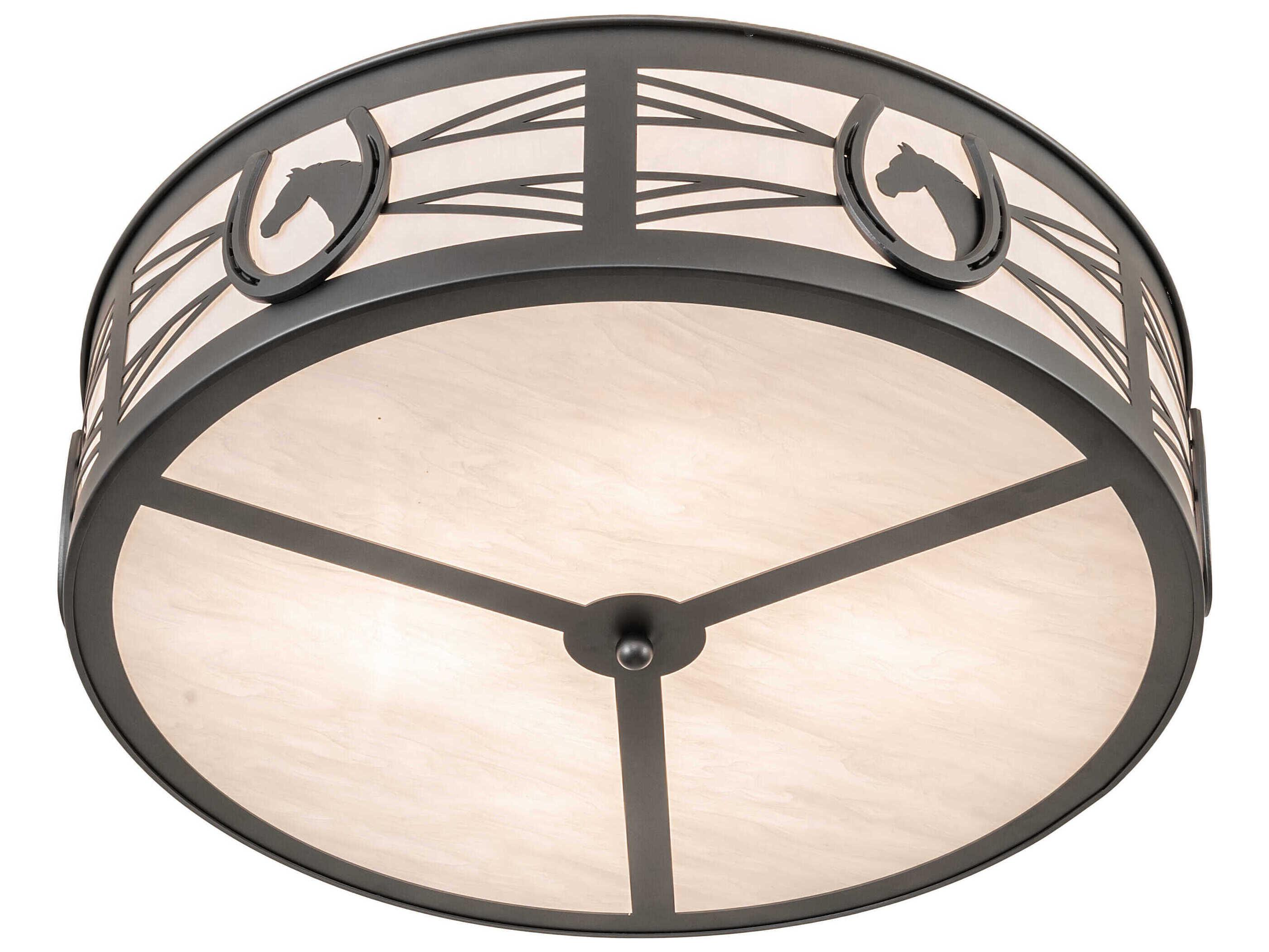 Meyda Horseshoe 4-Light Wrought Iron Semi Flush Mount