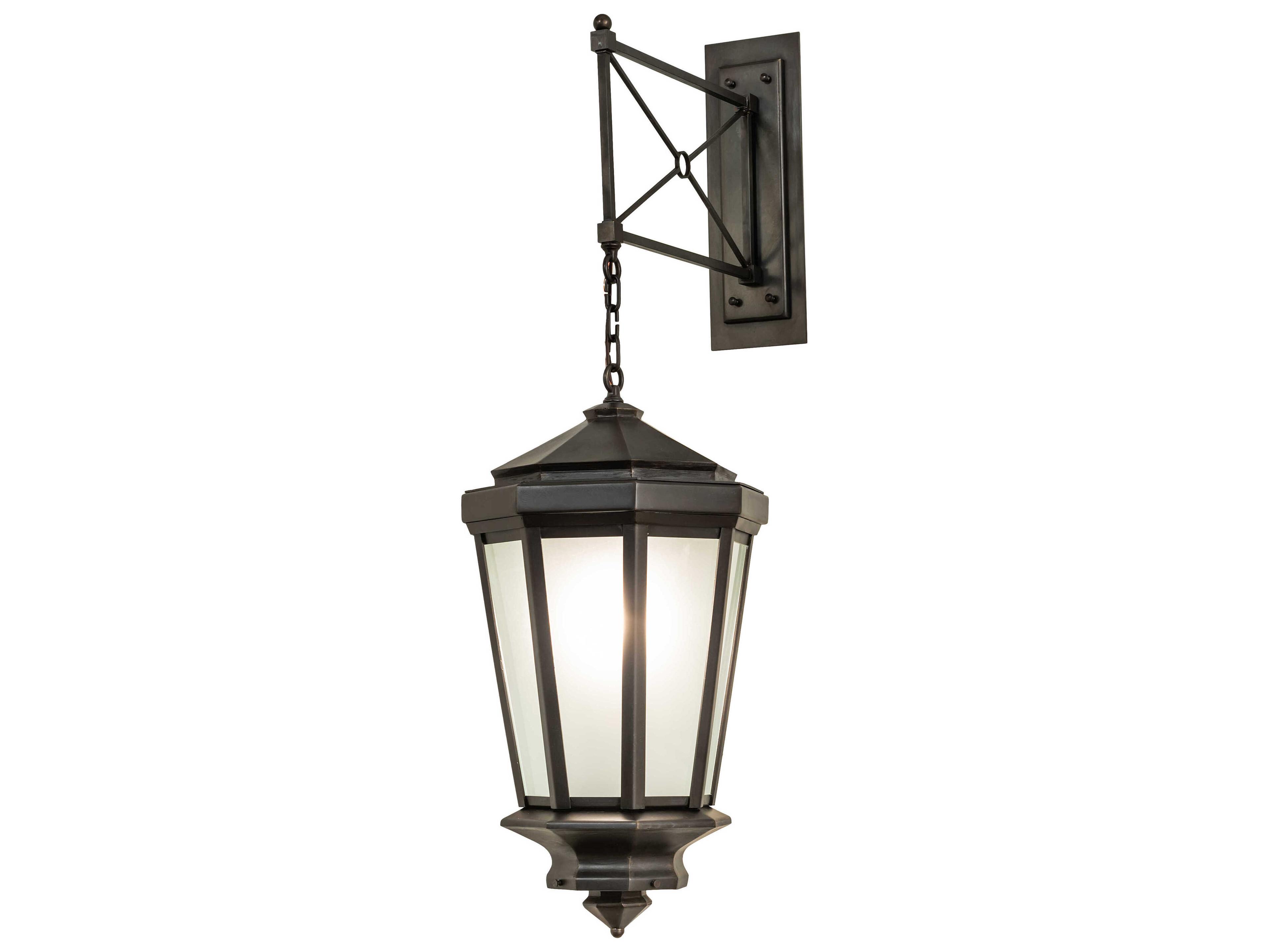 Meyda Wesleyan 1-Light Black Brass Glass Wall Sconce