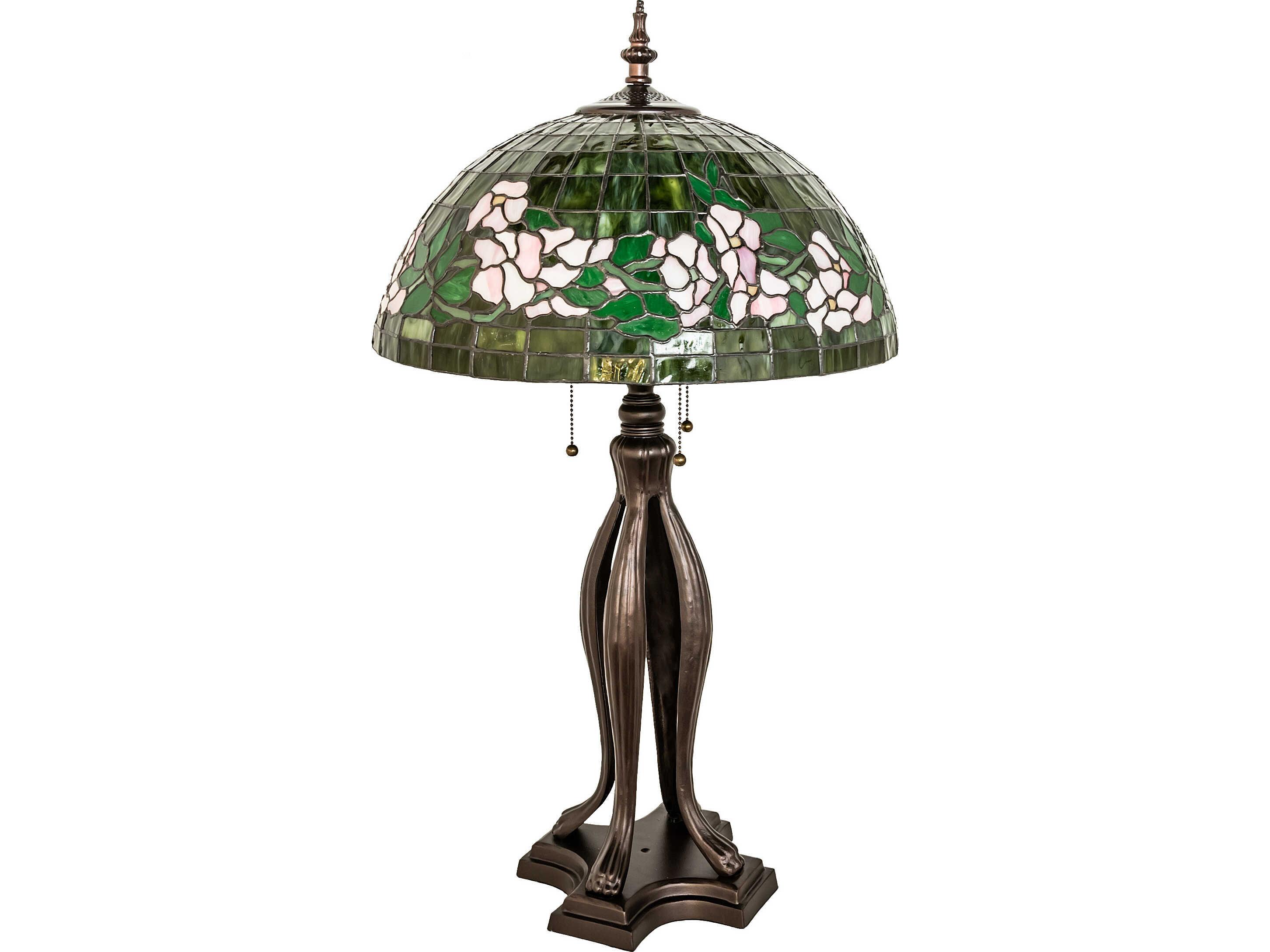 Meyda Tiffany Banded Dogwood Bronze Traditional Buffet Lamp