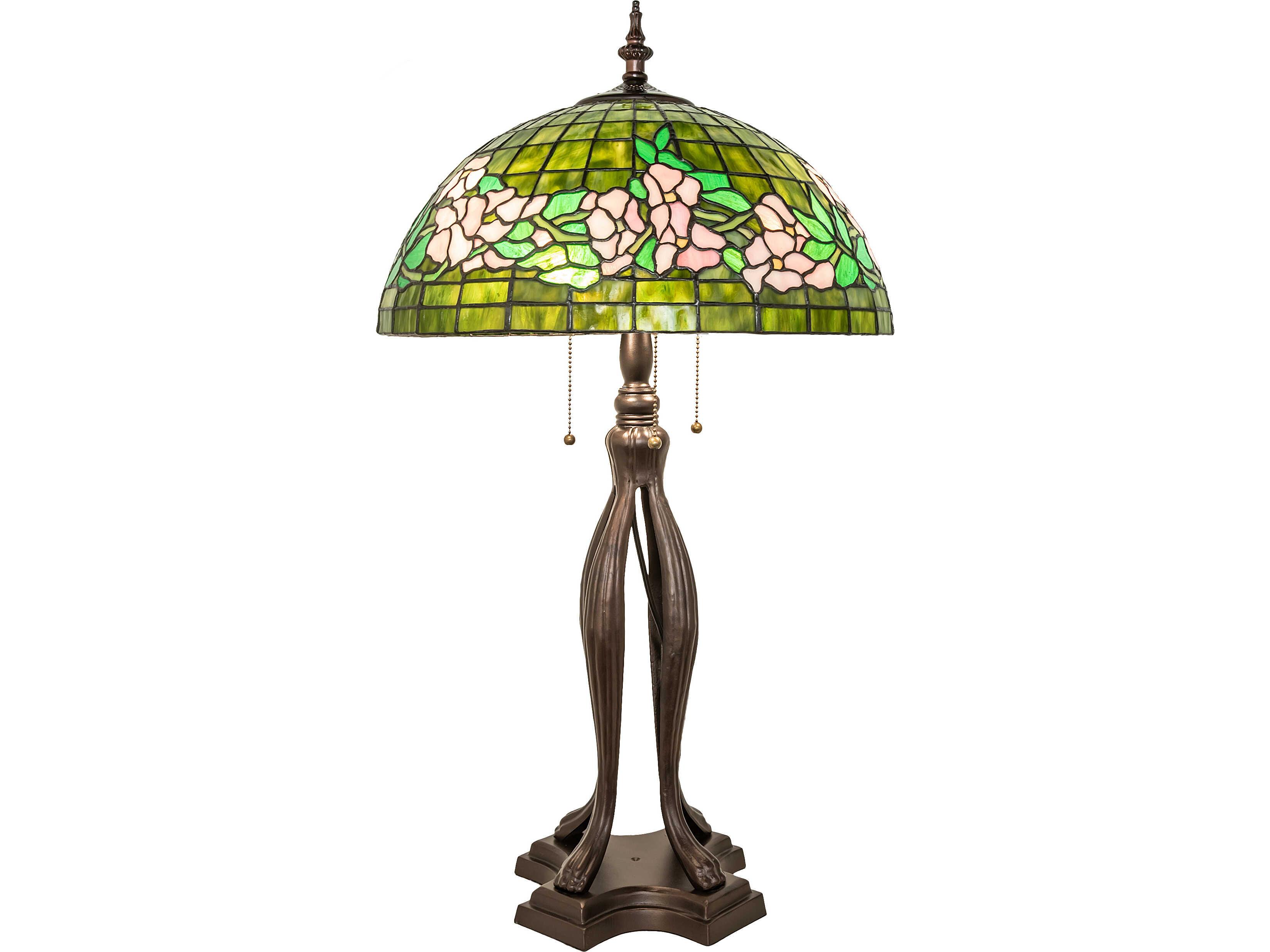 Meyda Tiffany Banded Dogwood Bronze Traditional Buffet Lamp