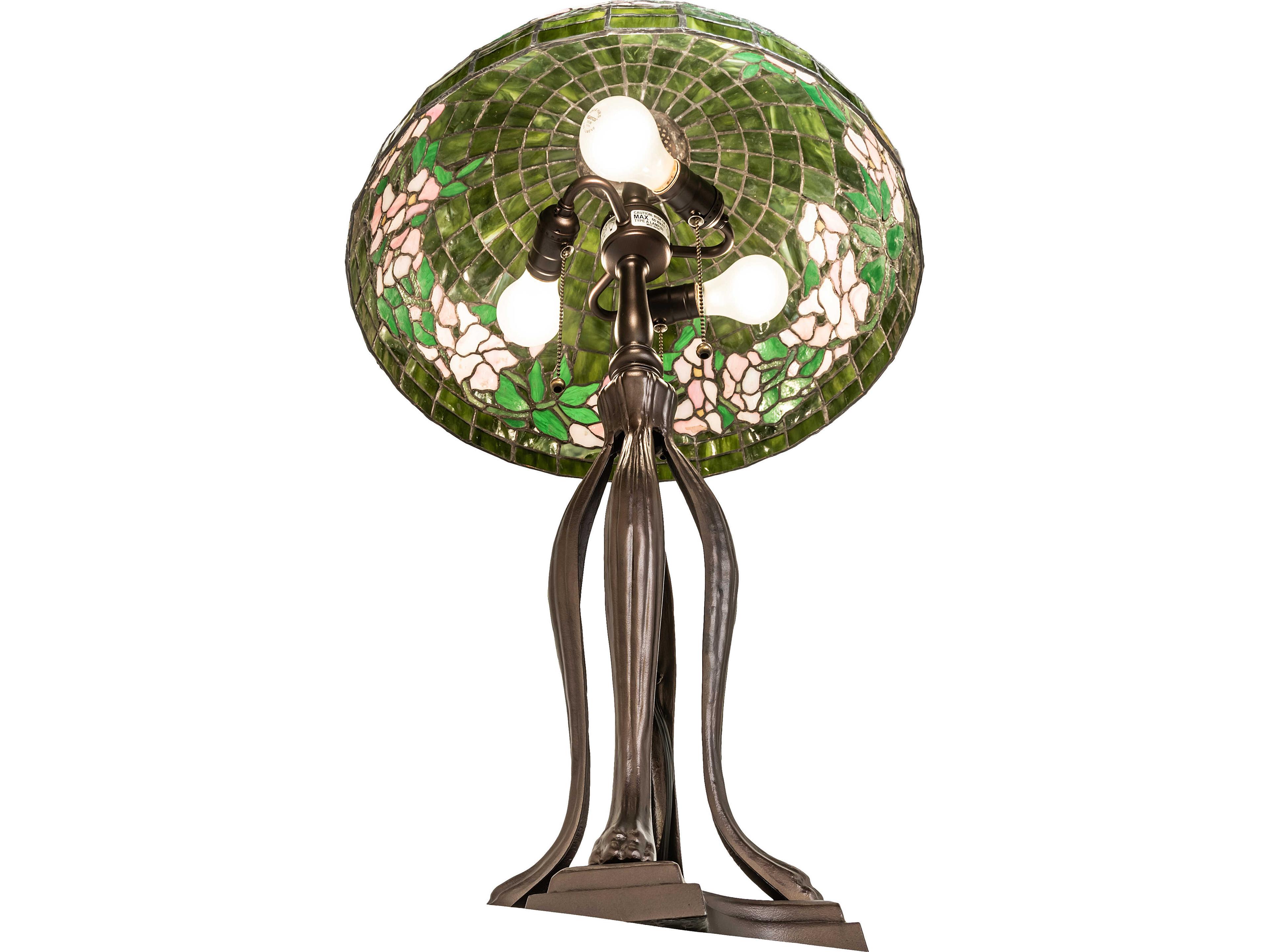 Meyda Tiffany Banded Dogwood Bronze Traditional Buffet Lamp
