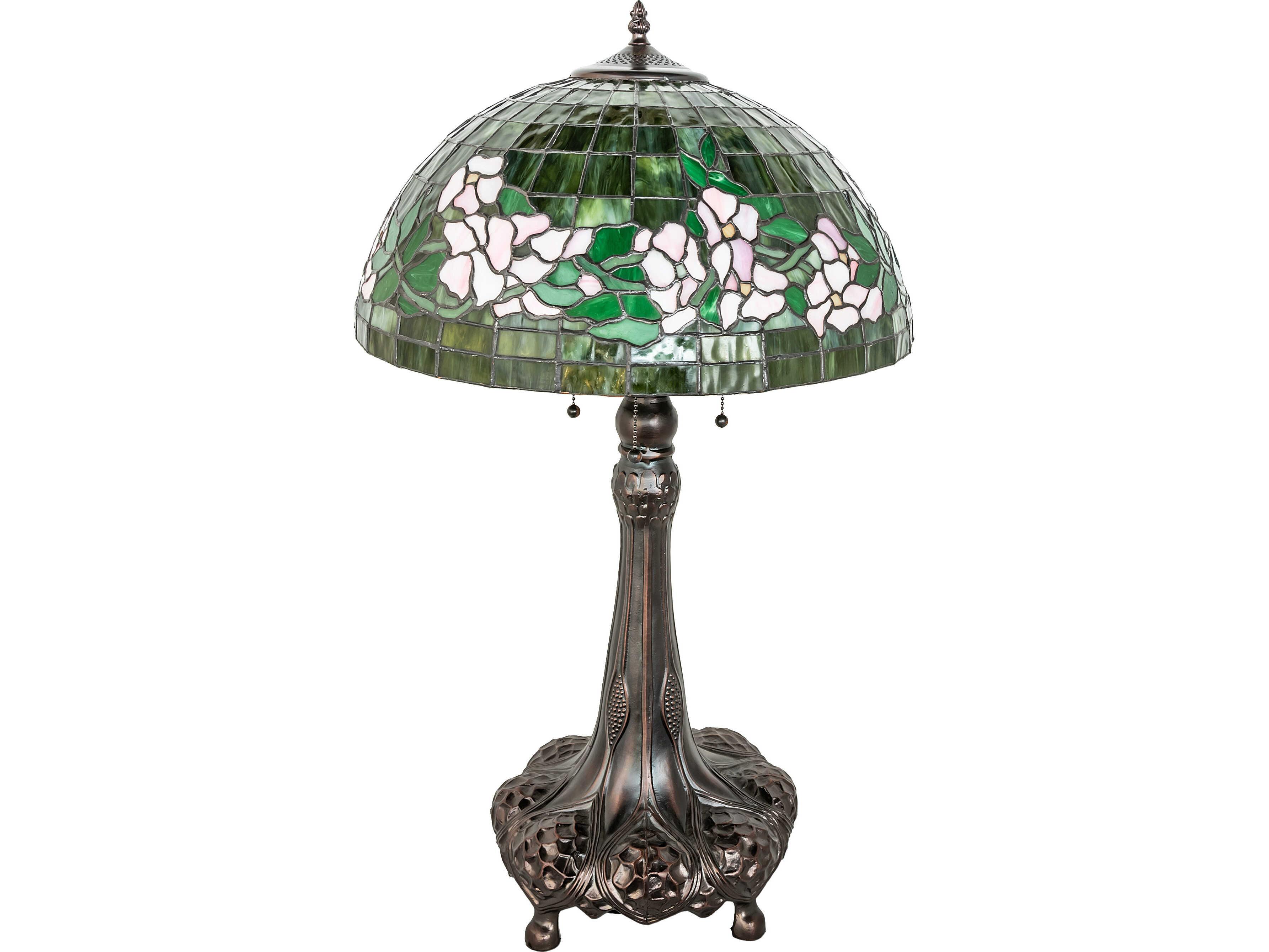 Meyda Tiffany Banded Dogwood Bronze Traditional Buffet Lamp
