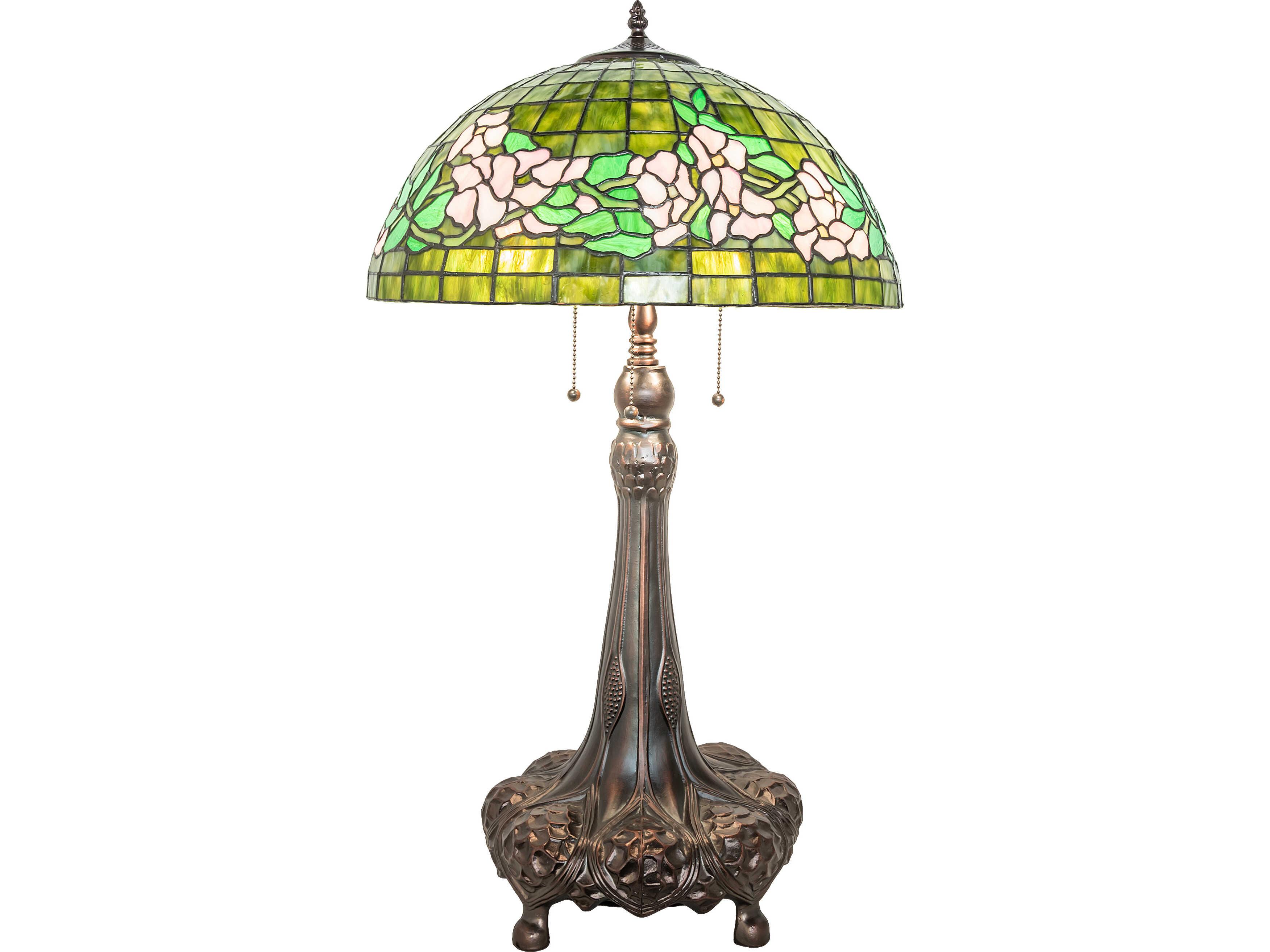 Meyda Tiffany Banded Dogwood Bronze Traditional Buffet Lamp