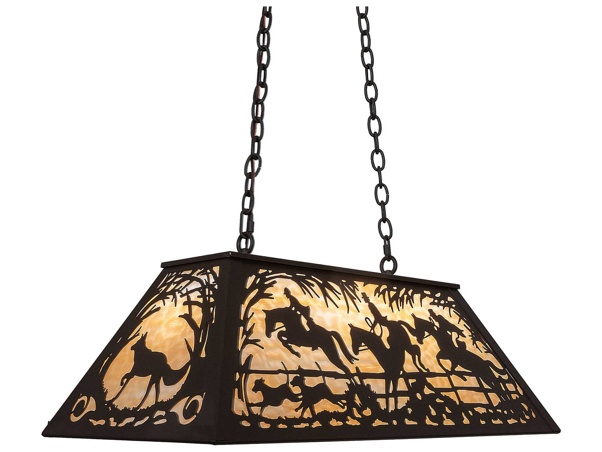 Meyda Fox Hunt 6-Light Oil Rubbed Bronze Glass Island Pendant
