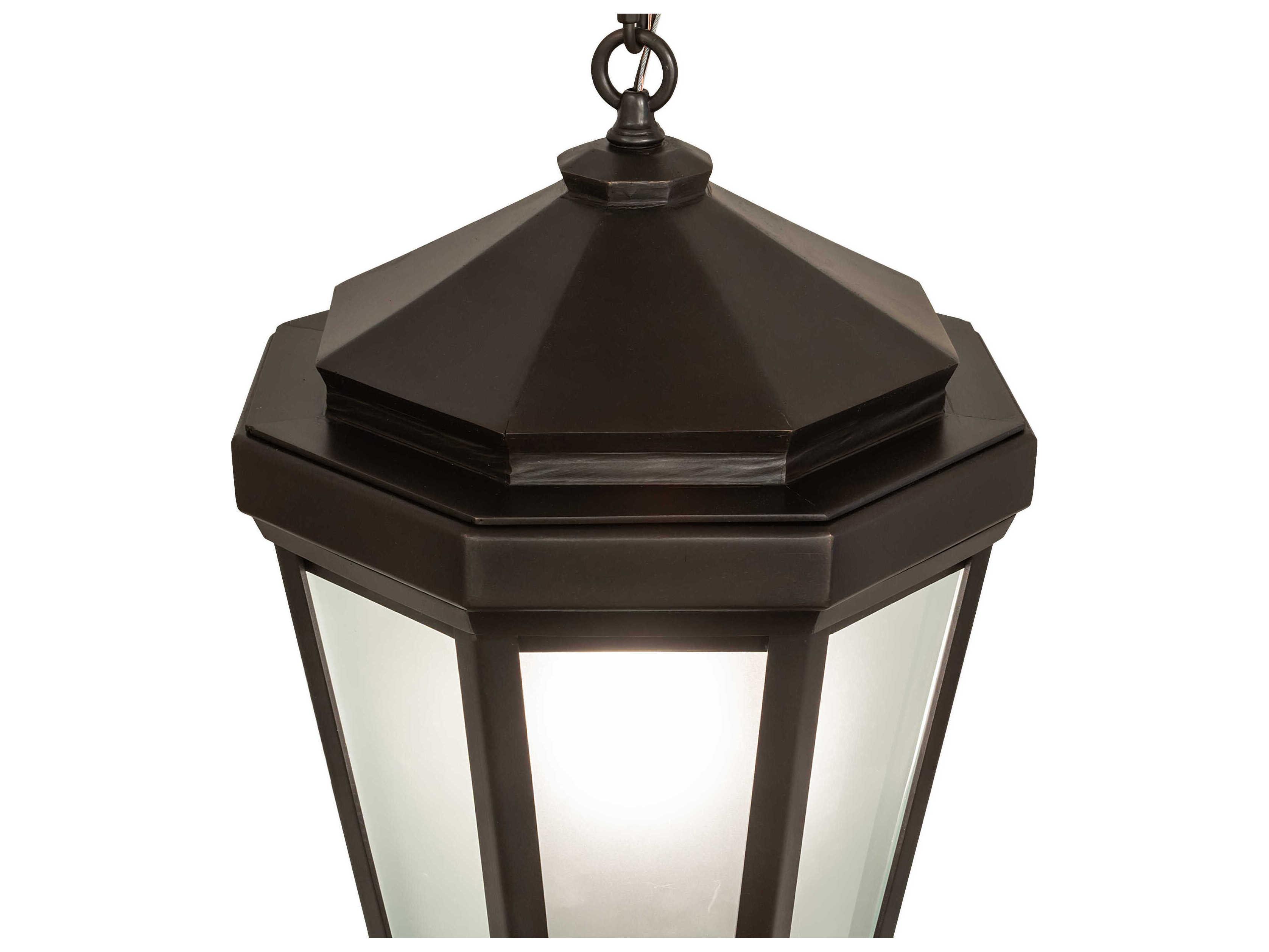 Meyda Wesleyan 1-Light Black Brass Glass Lantern Pendant