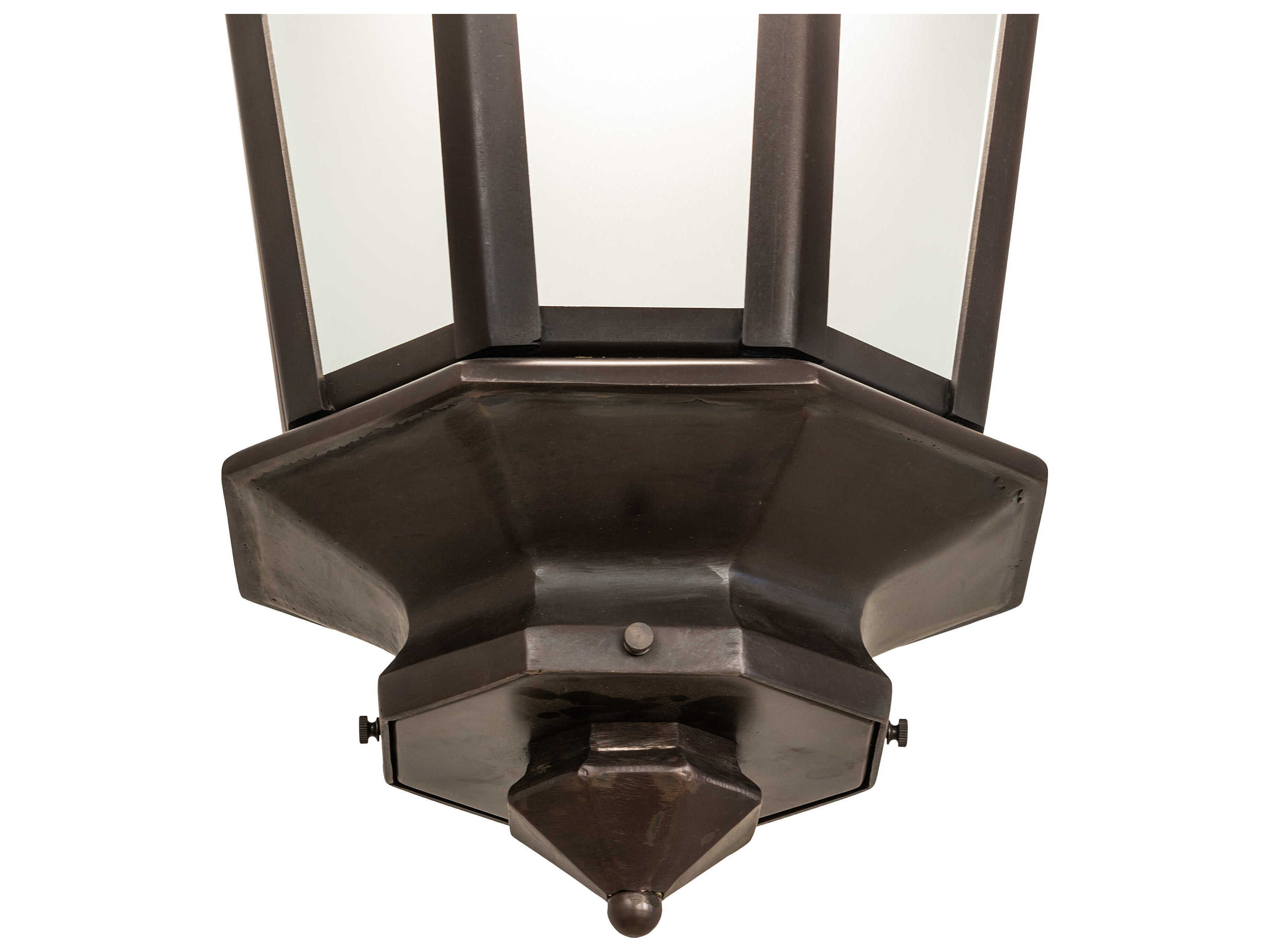 Meyda Wesleyan 1-Light Black Brass Glass Lantern Pendant