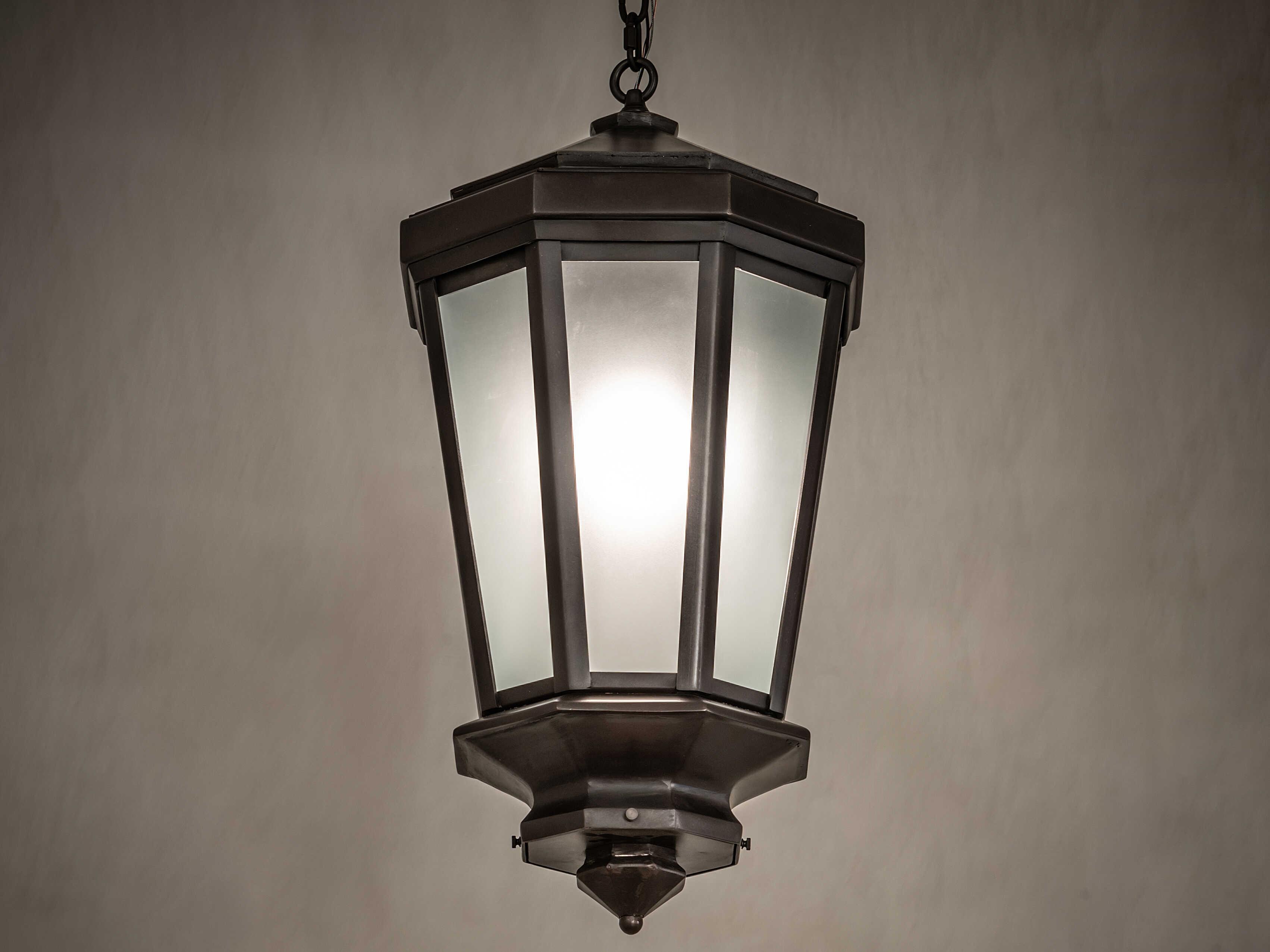 Meyda Wesleyan 1-Light Black Brass Glass Lantern Pendant