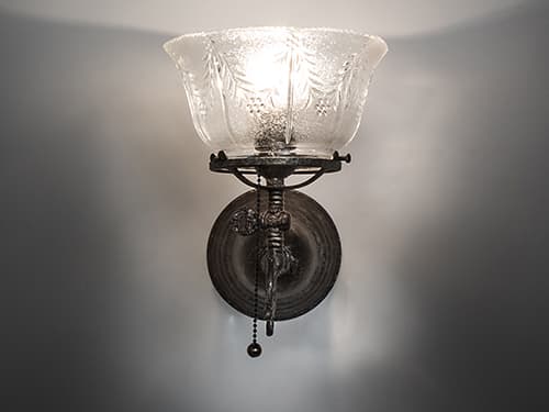 Meyda Revival Gas And Electric 1-Light Pewter Glass Wall Sconce
