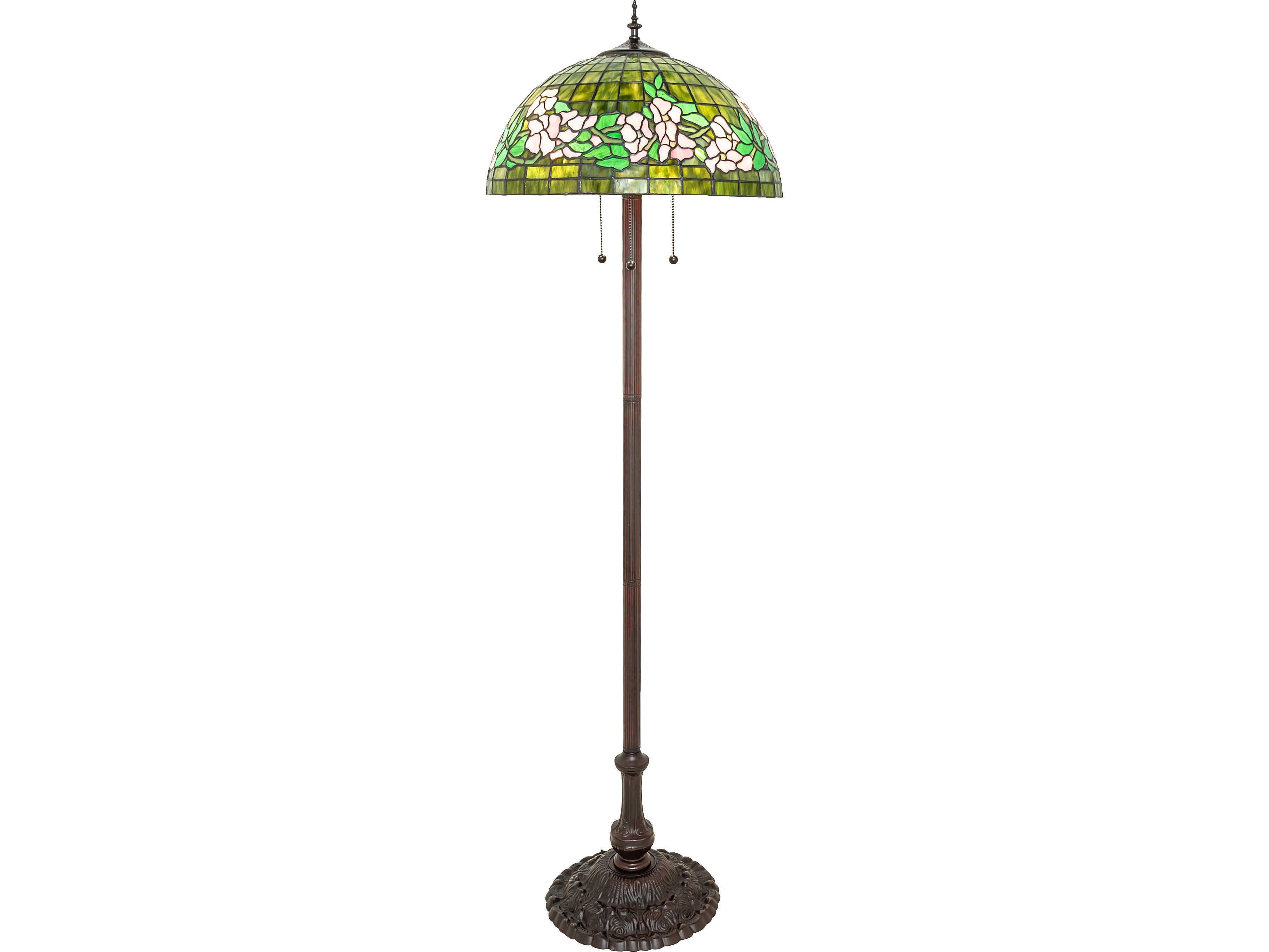 Meyda Tiffany Banded Dogwood Zinc steel Bronze Traditional Floor Lamp
