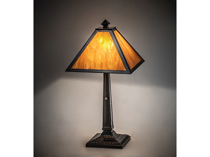 Meyda Mission Prime Mahogany Bronze Glass Table Lamp