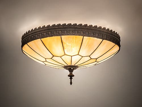 Meyda Vincent Honeycomb 3-Light Dark Roast Brass Glass Bowl Flush Mount