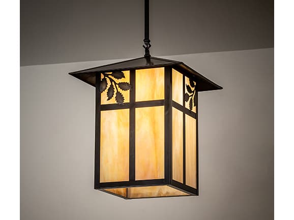 Meyda Seneca 1-Light Craftsman Brown Glass Lantern Pendant