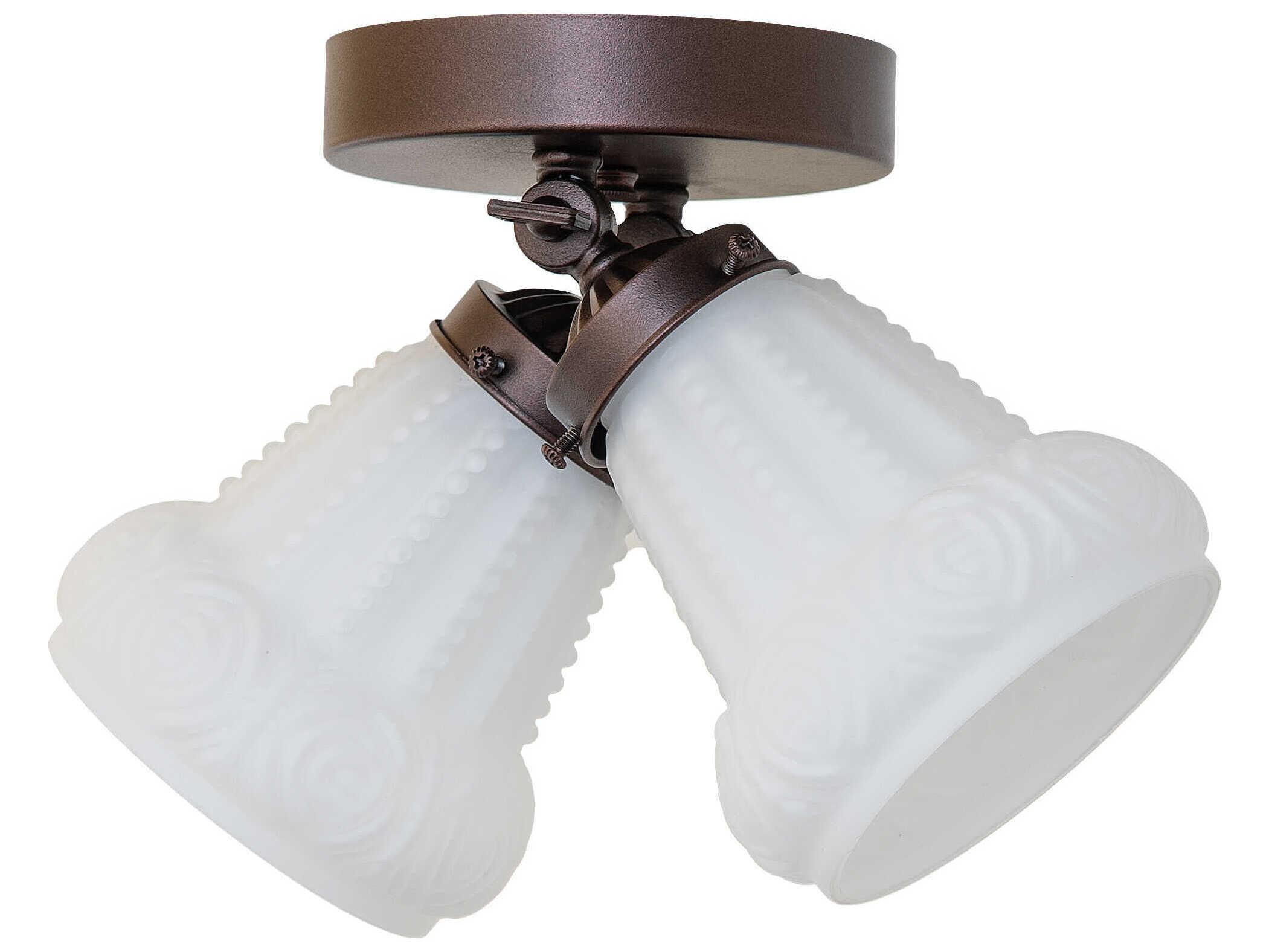 Meyda 2-Light Mahogany Bronze Glass Geometric Flush Mount