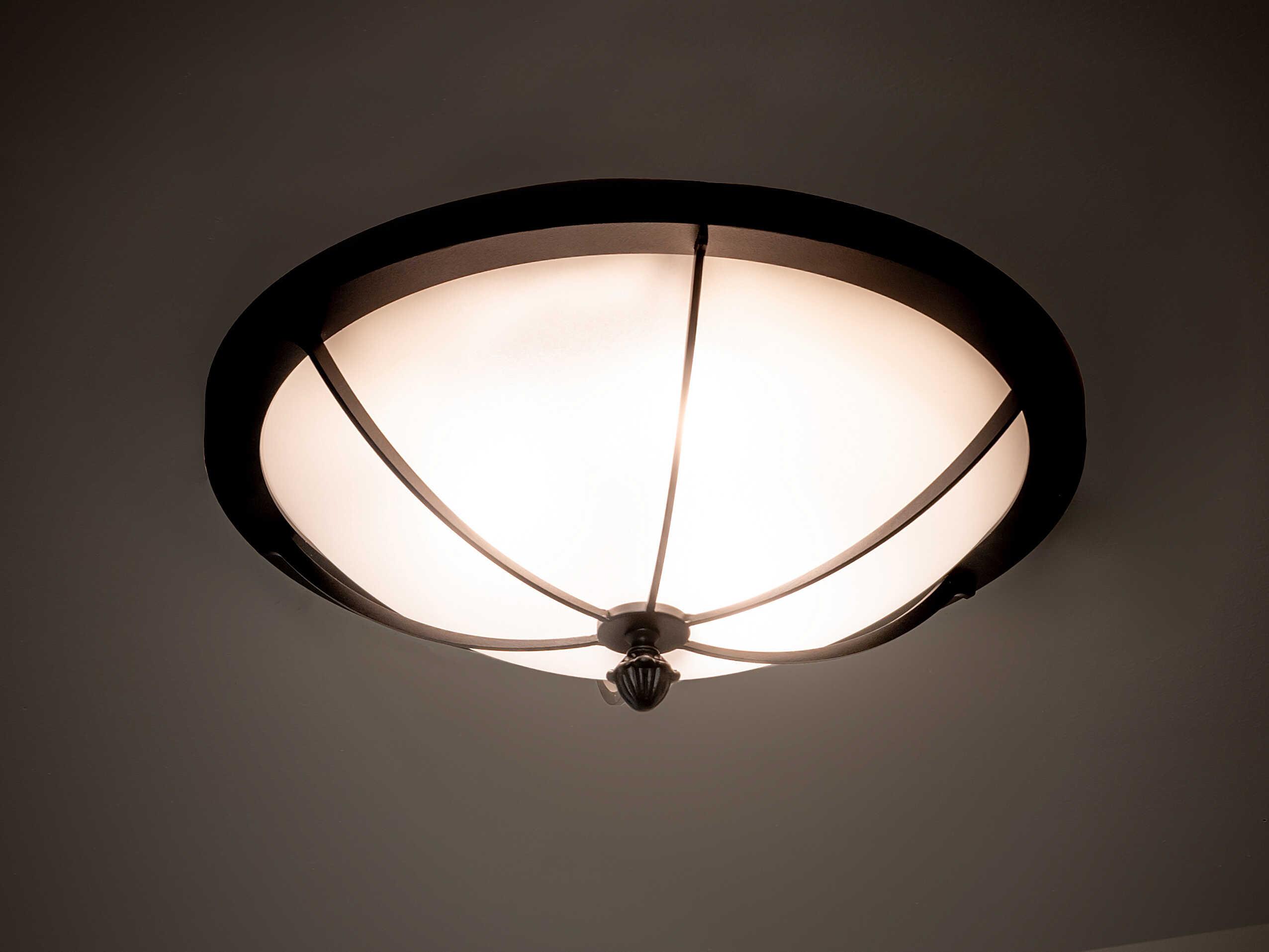 Meyda Dominga 3-Light Textured Black Glass Bowl Flush Mount