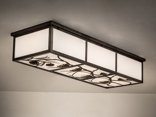 Meyda Mountain Pine 6-Light Oil Rubbed Bronze Glass Flush Mount