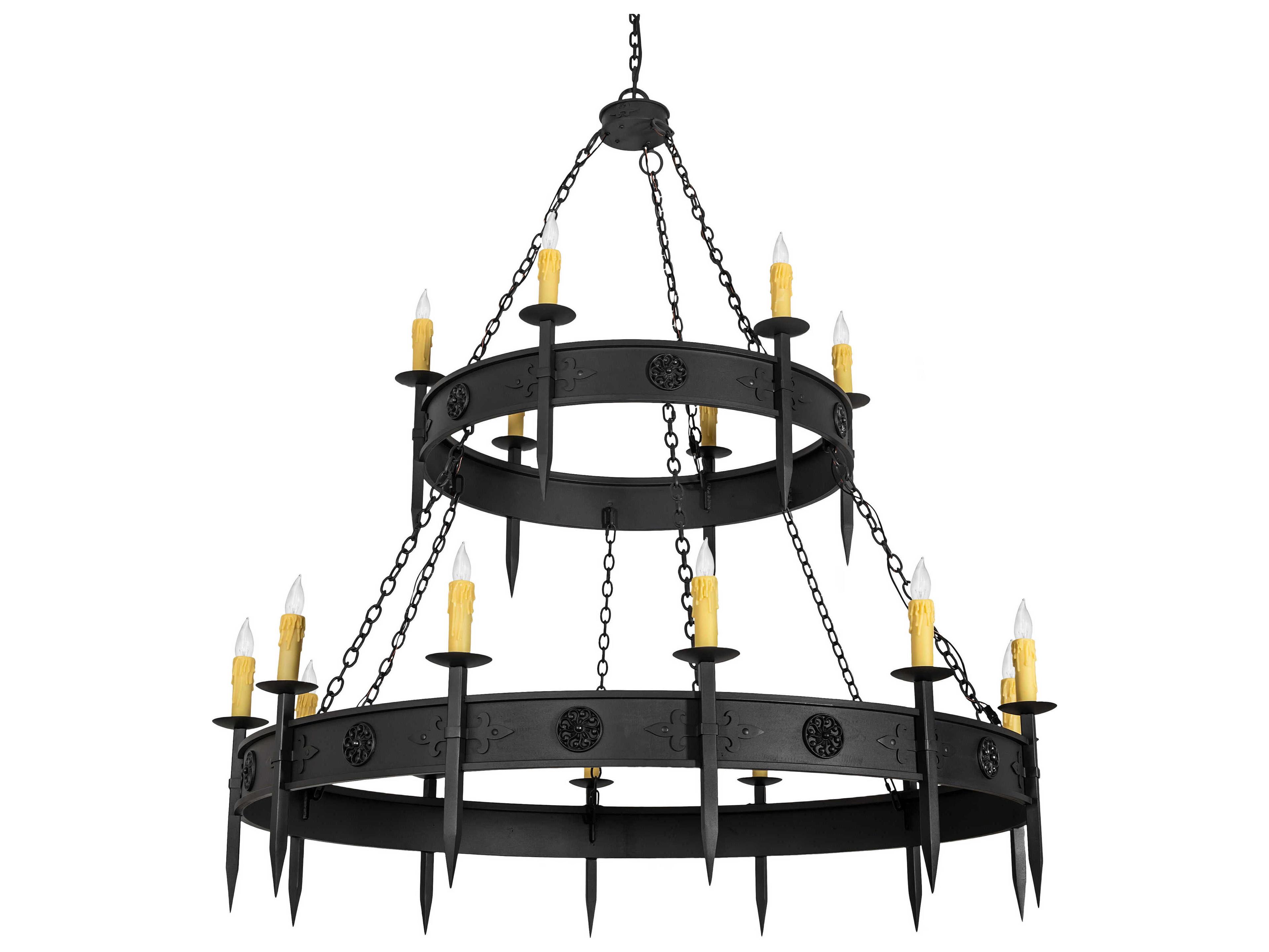 Meyda Calandra 18-Light Wrought Iron Bronze Candelabra Tiered Chandelier