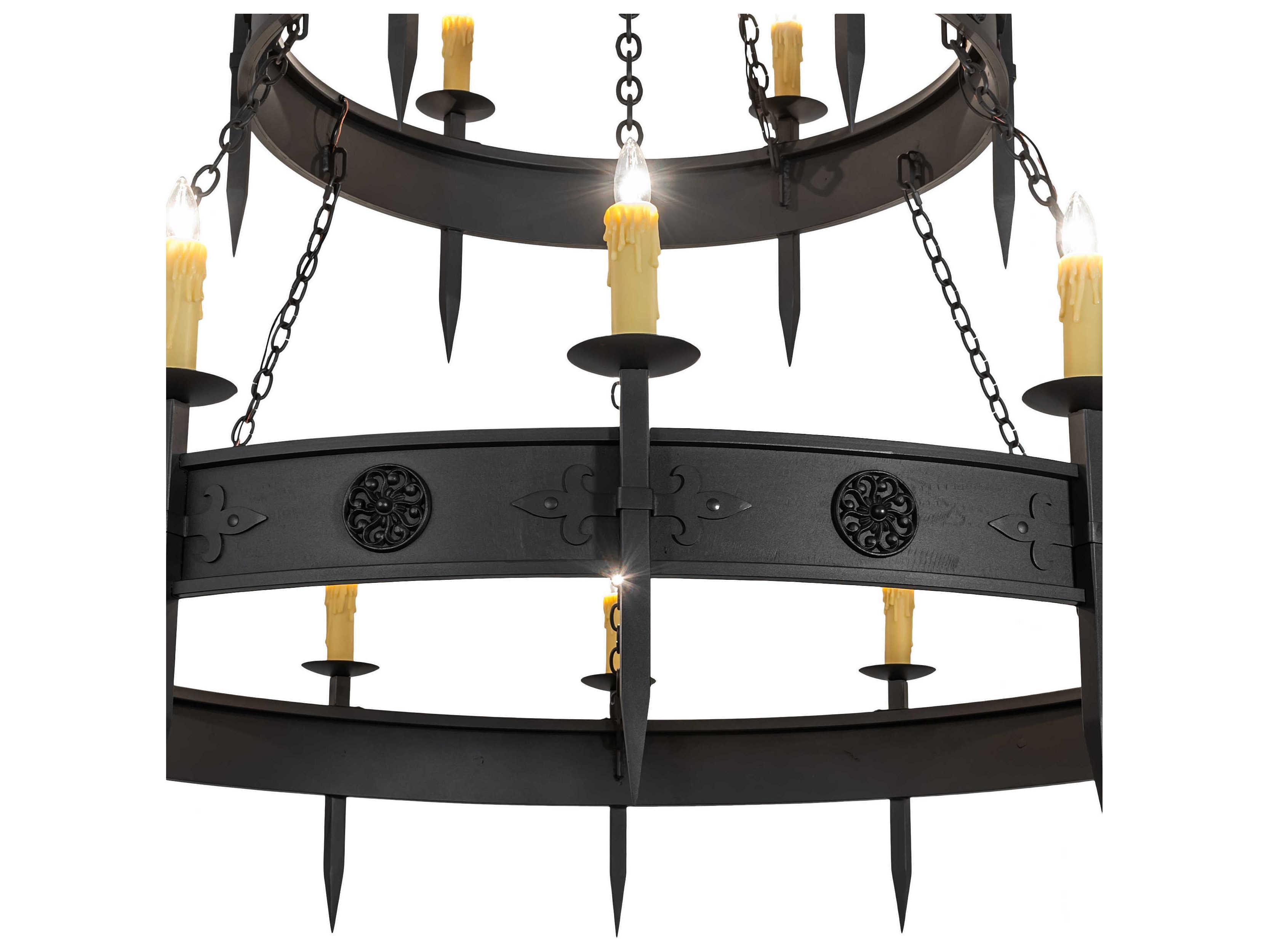 Meyda Calandra 18-Light Wrought Iron Bronze Candelabra Tiered Chandelier