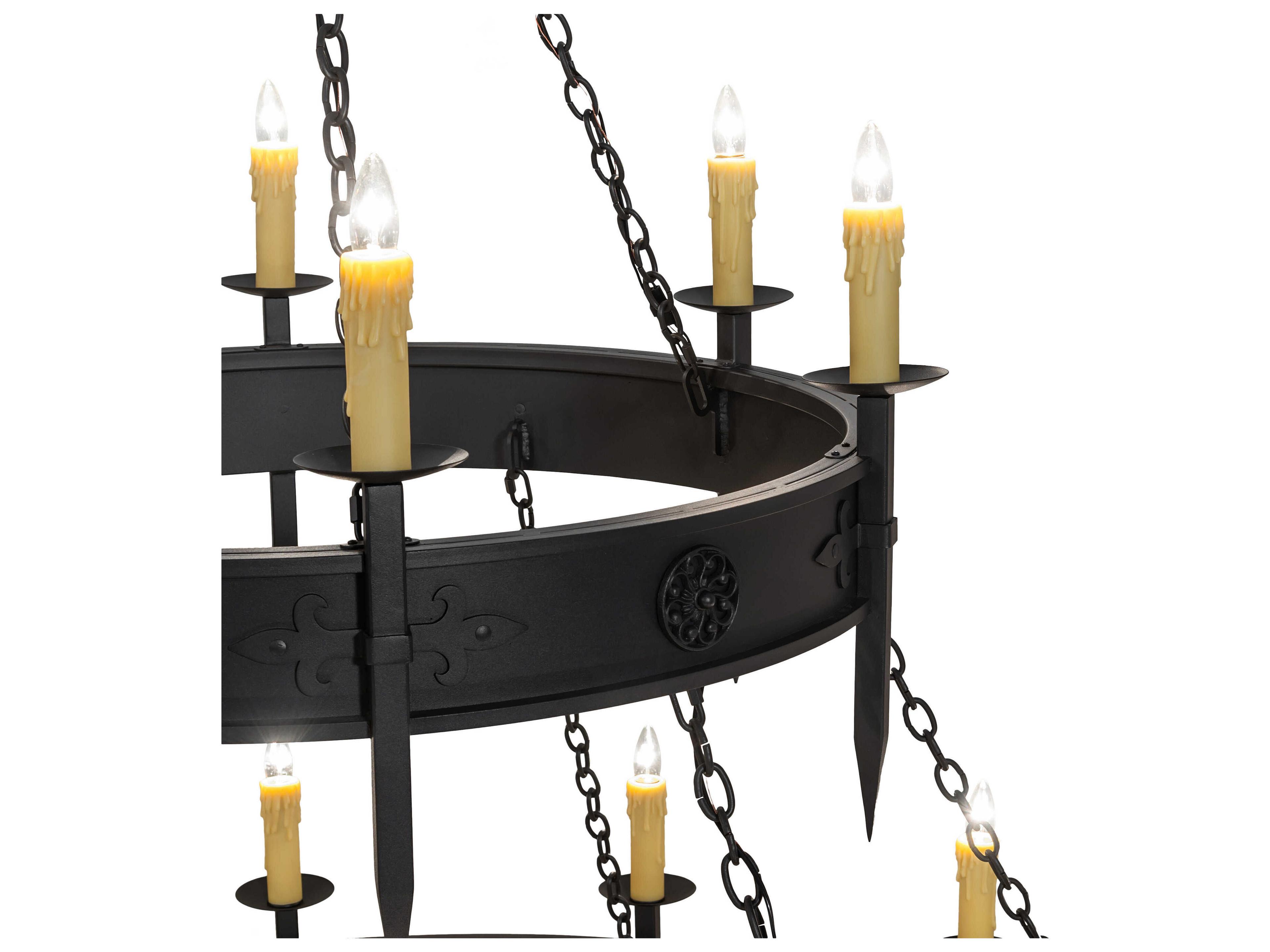 Meyda Calandra 18-Light Wrought Iron Bronze Candelabra Tiered Chandelier