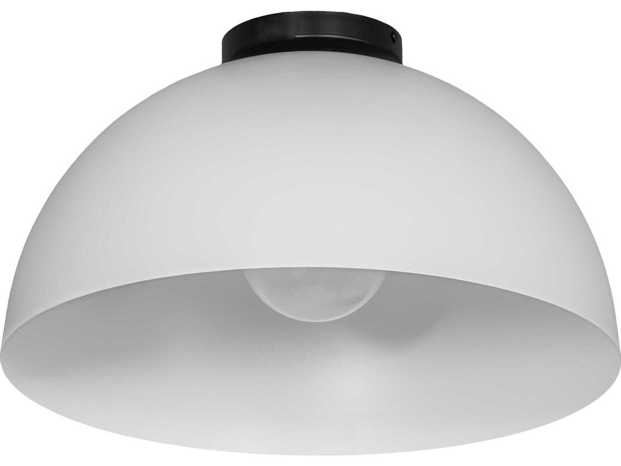 Meyda Gravity 1-Light Matte Black White Dome Flush Mount