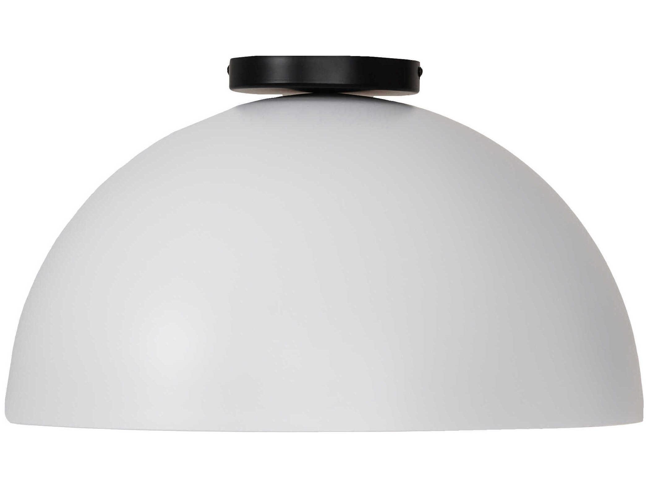 Meyda Gravity 1-Light Matte Black White Dome Flush Mount