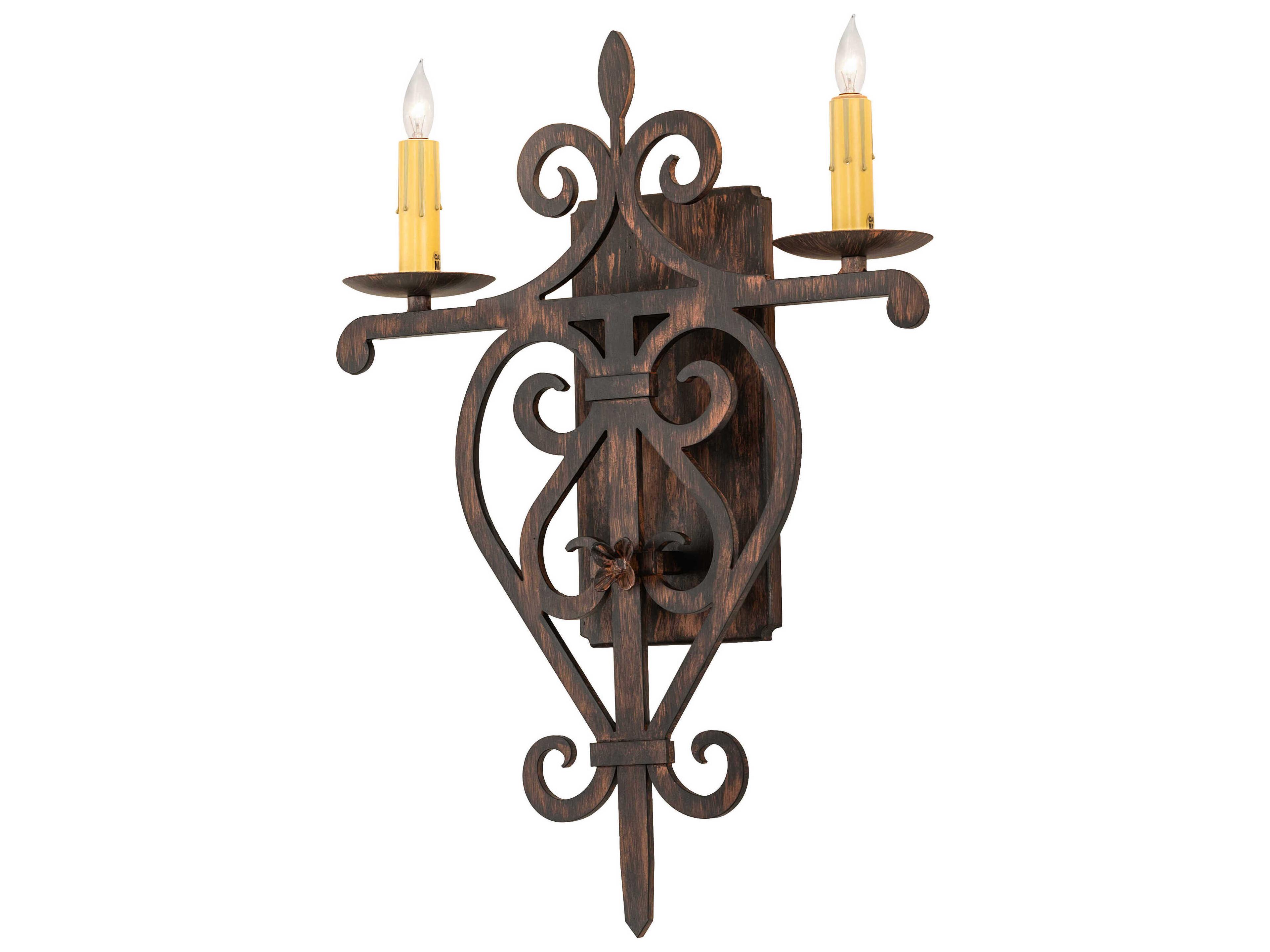 Meyda Fleur De Lys 2-Light Bronze Wall Sconce