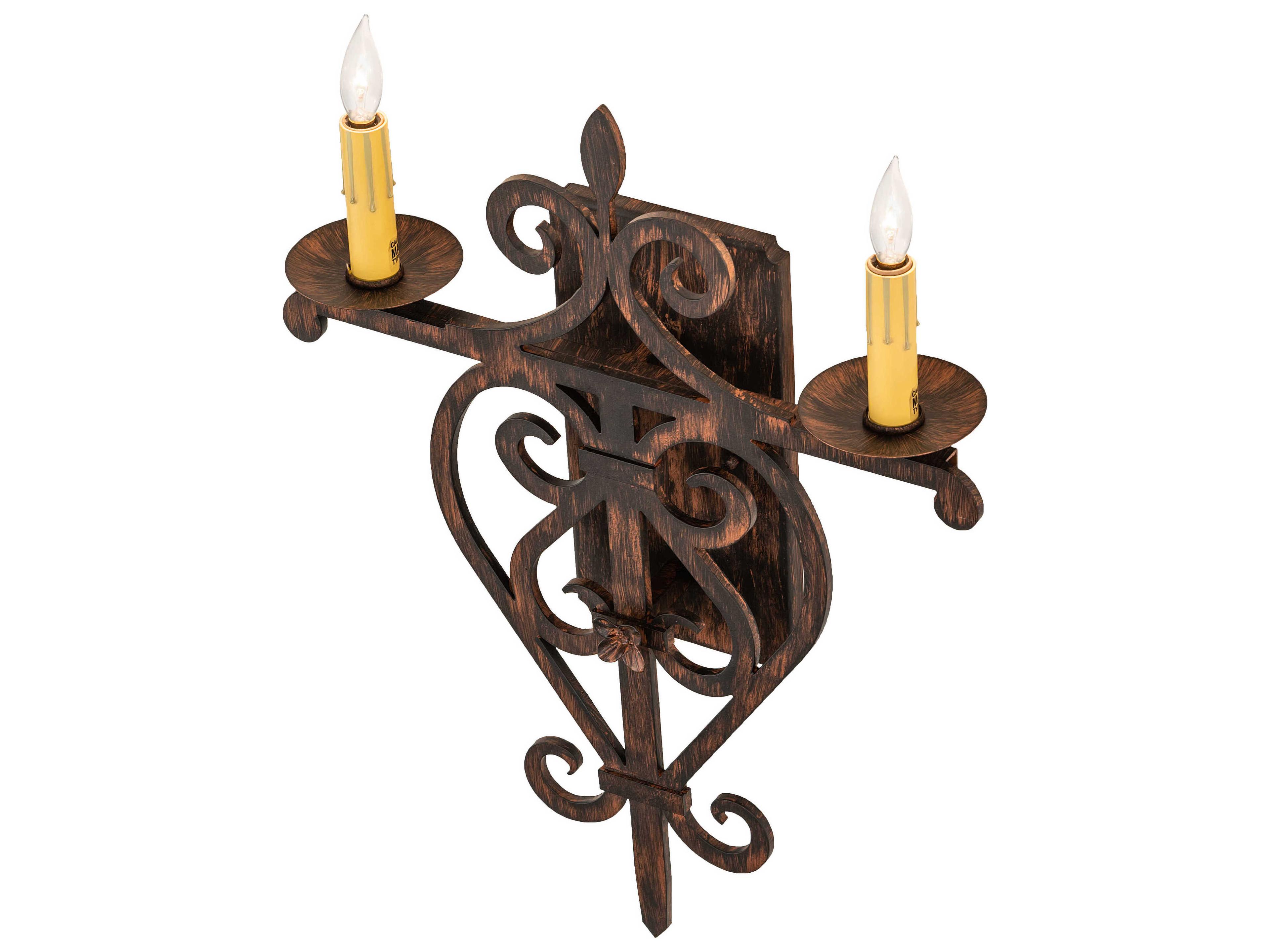 Meyda Fleur De Lys 2-Light Bronze Wall Sconce