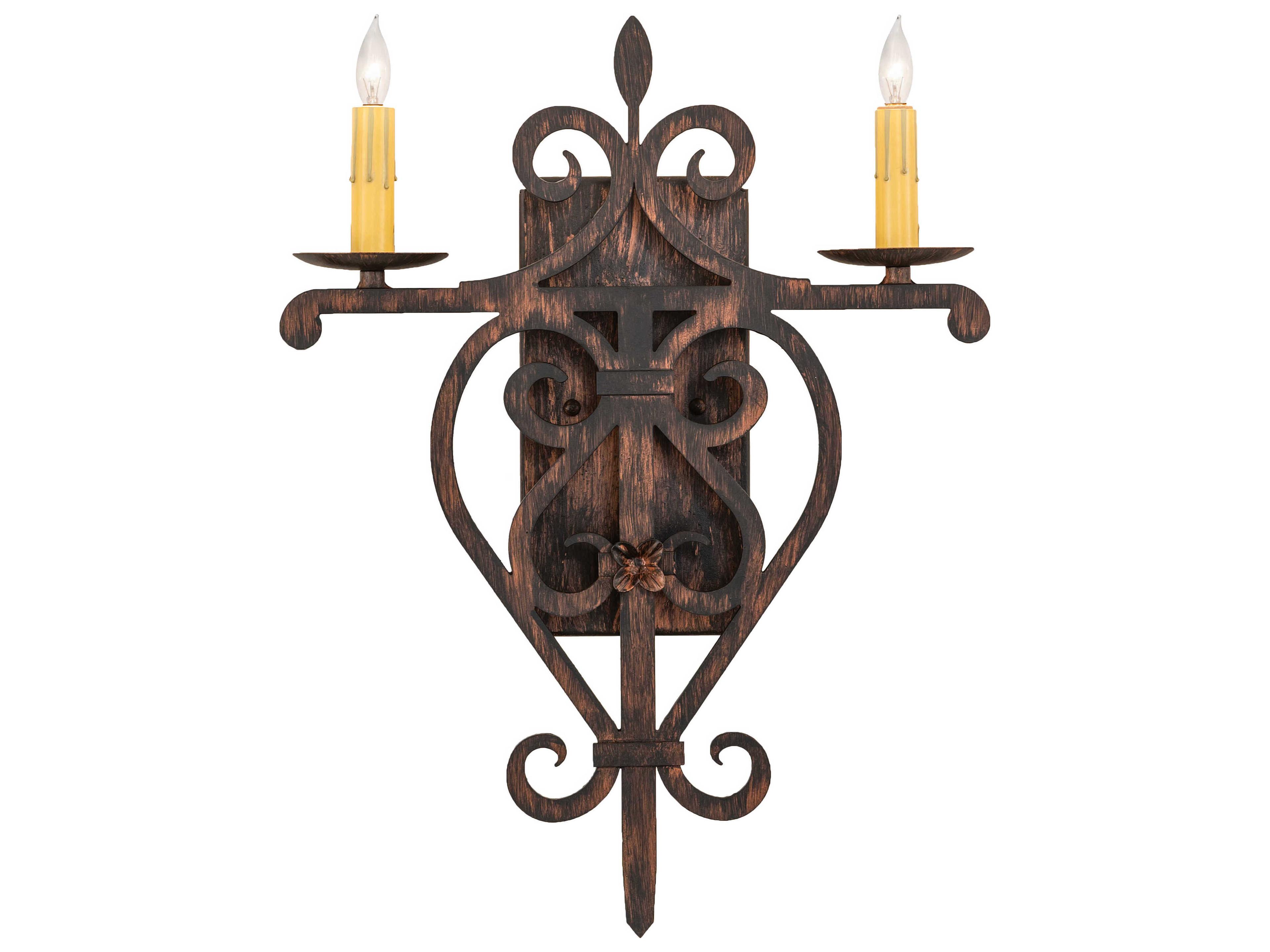 Meyda Fleur De Lys 2-Light Bronze Wall Sconce