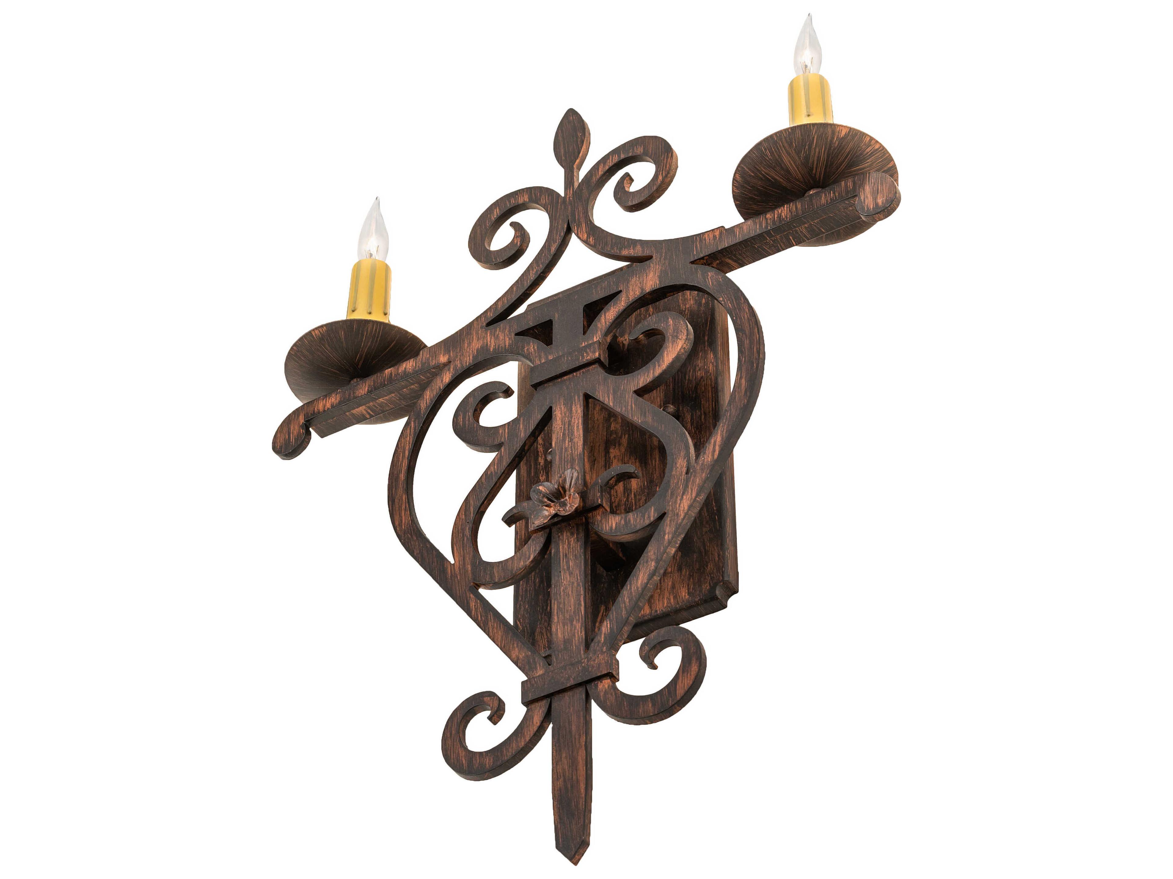 Meyda Fleur De Lys 2-Light Bronze Wall Sconce
