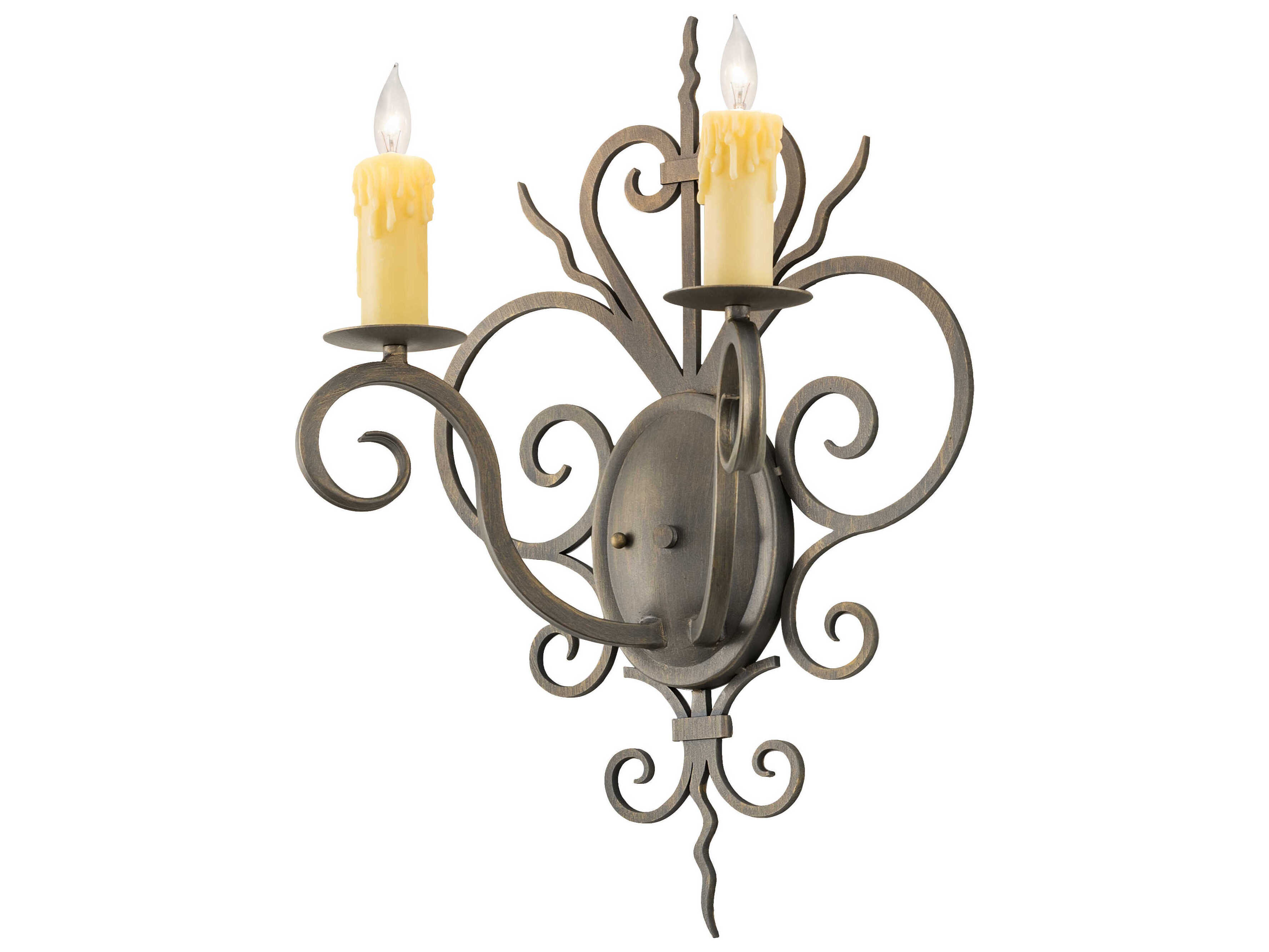 Meyda Kenneth 2-Light Antique Brass Wall Sconce