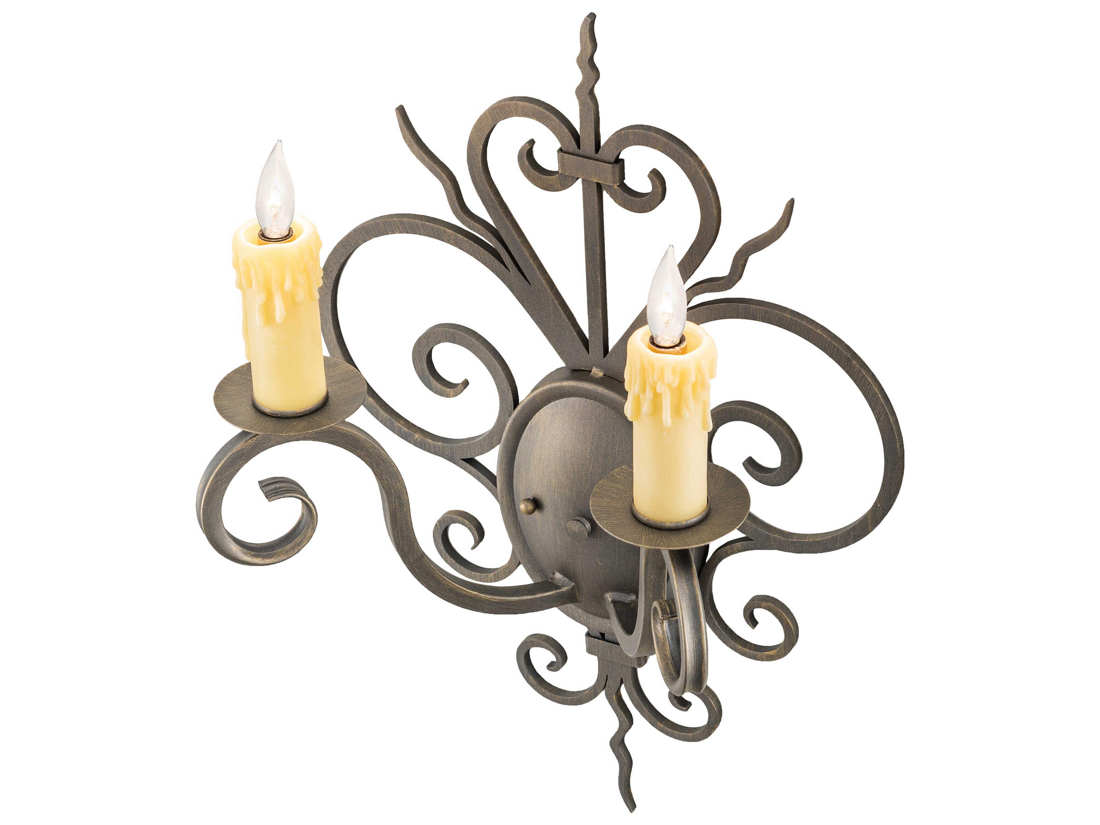 Meyda Kenneth 2-Light Antique Brass Wall Sconce