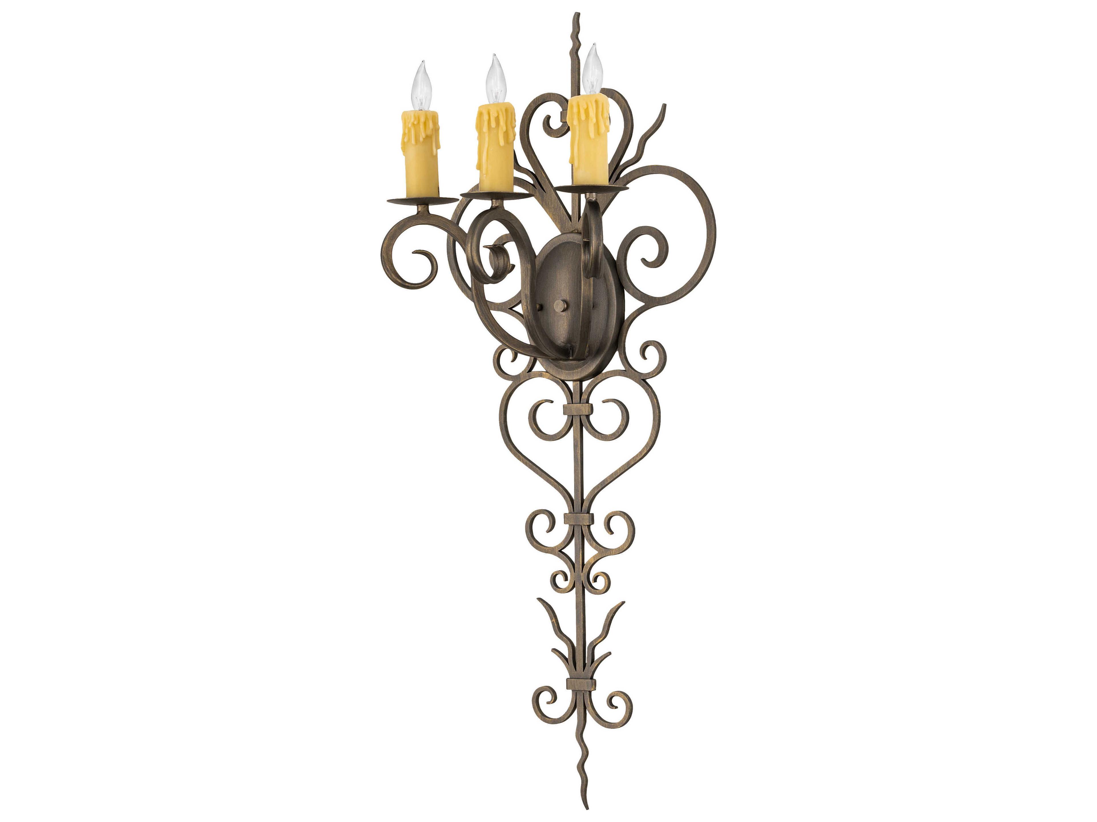 Meyda Kenna 3-Light Antique Brass Wall Sconce