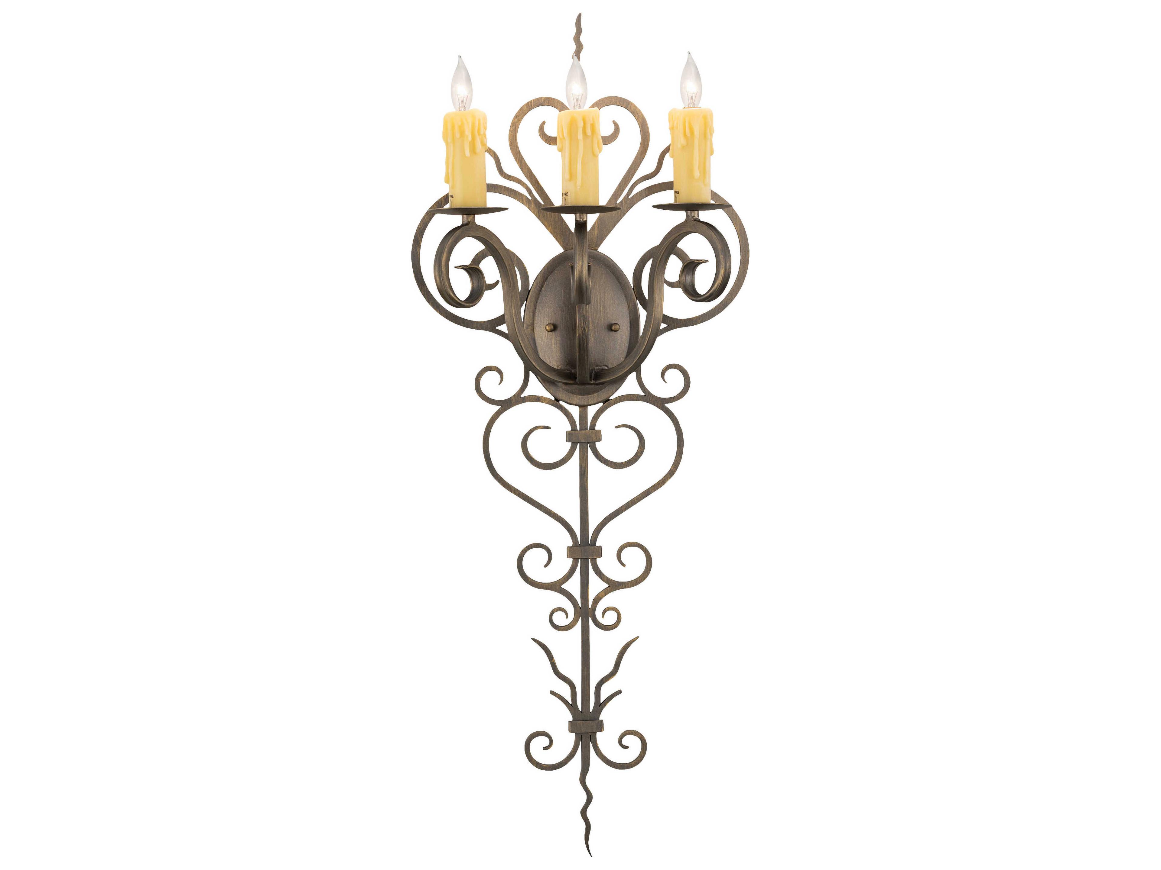 Meyda Kenna 3-Light Antique Brass Wall Sconce
