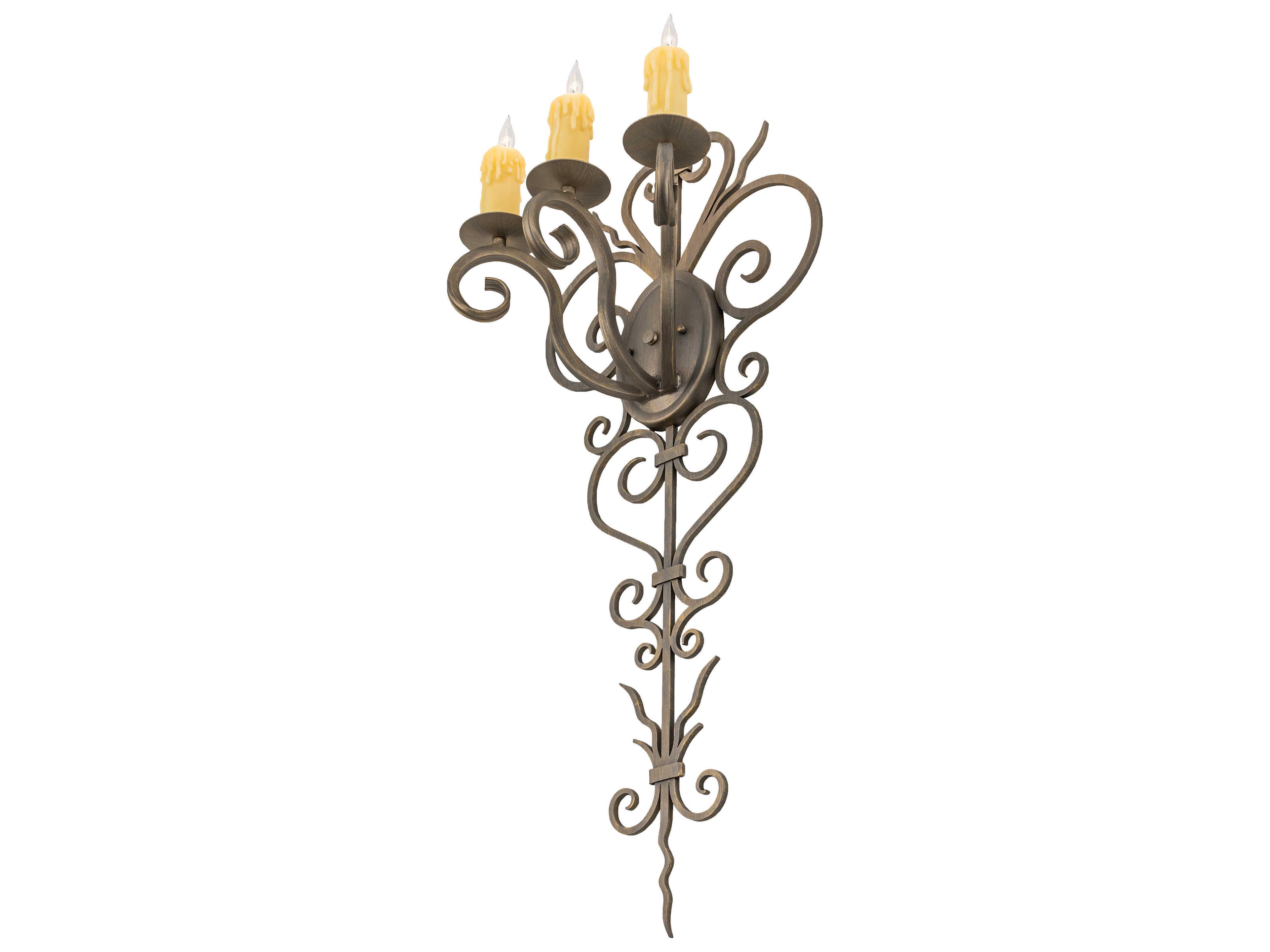 Meyda Kenna 3-Light Antique Brass Wall Sconce