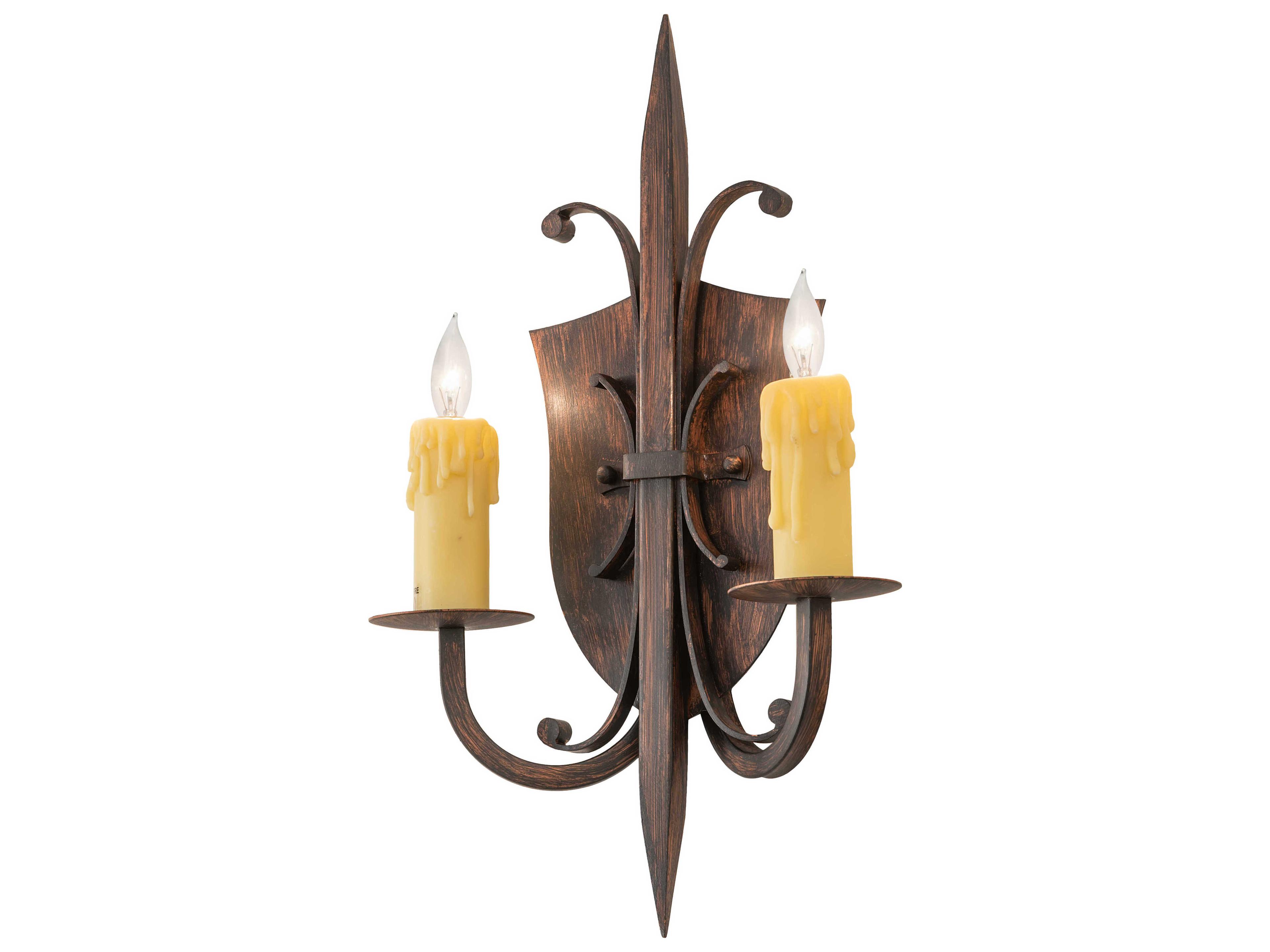 Meyda Shield 2-Light Bronze Wall Sconce