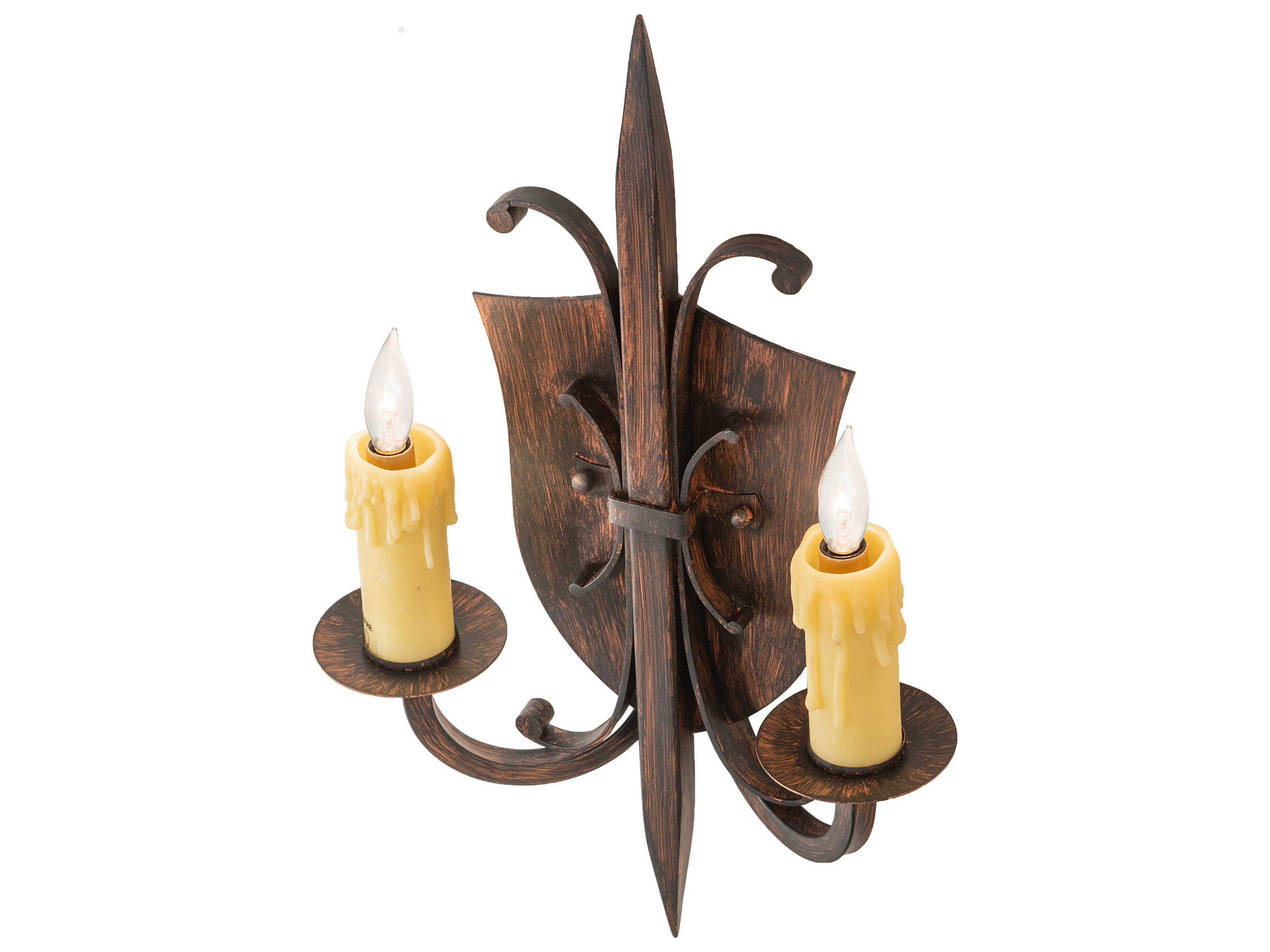 Meyda Shield 2-Light Bronze Wall Sconce