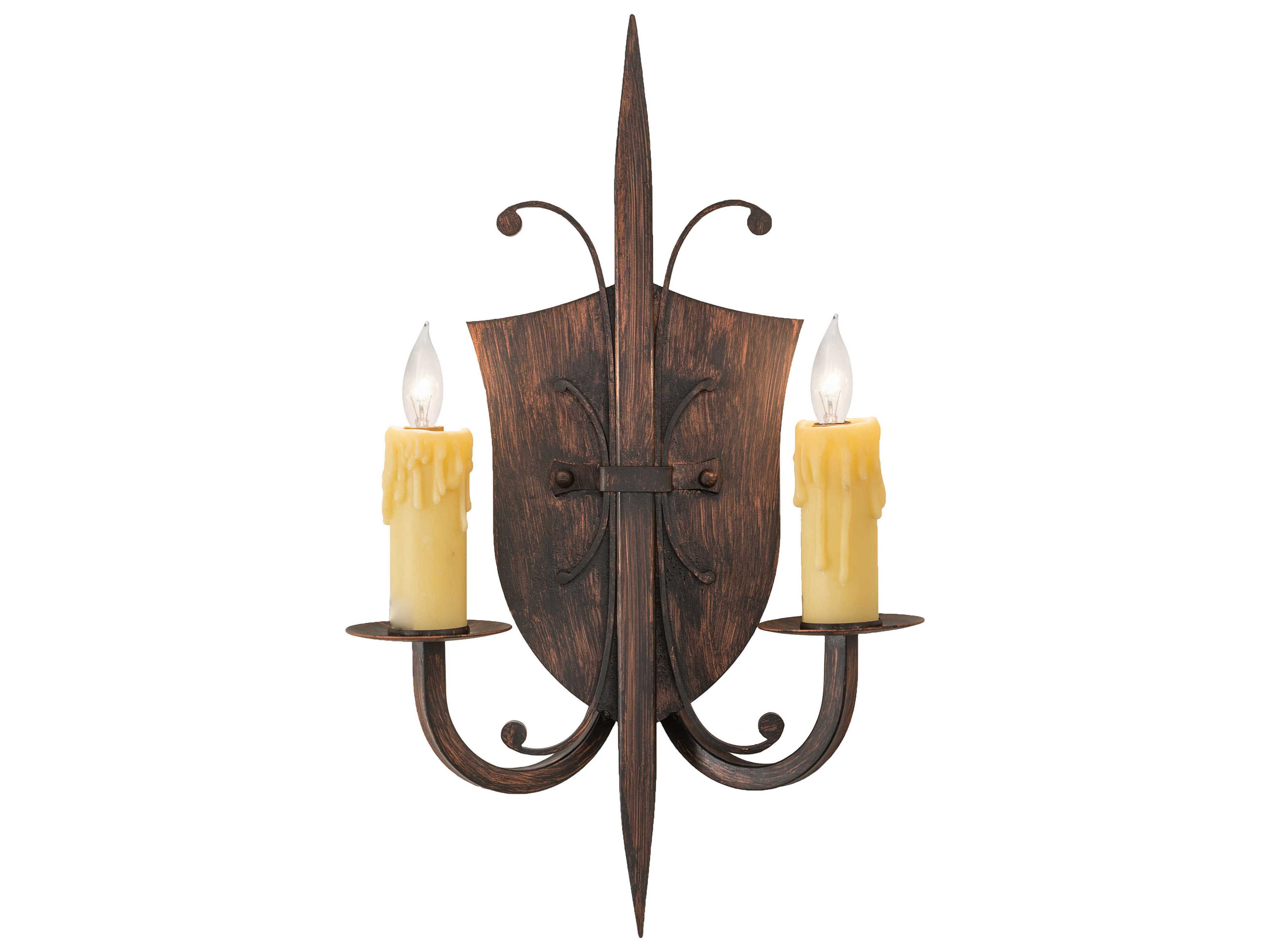 Meyda Shield 2-Light Bronze Wall Sconce