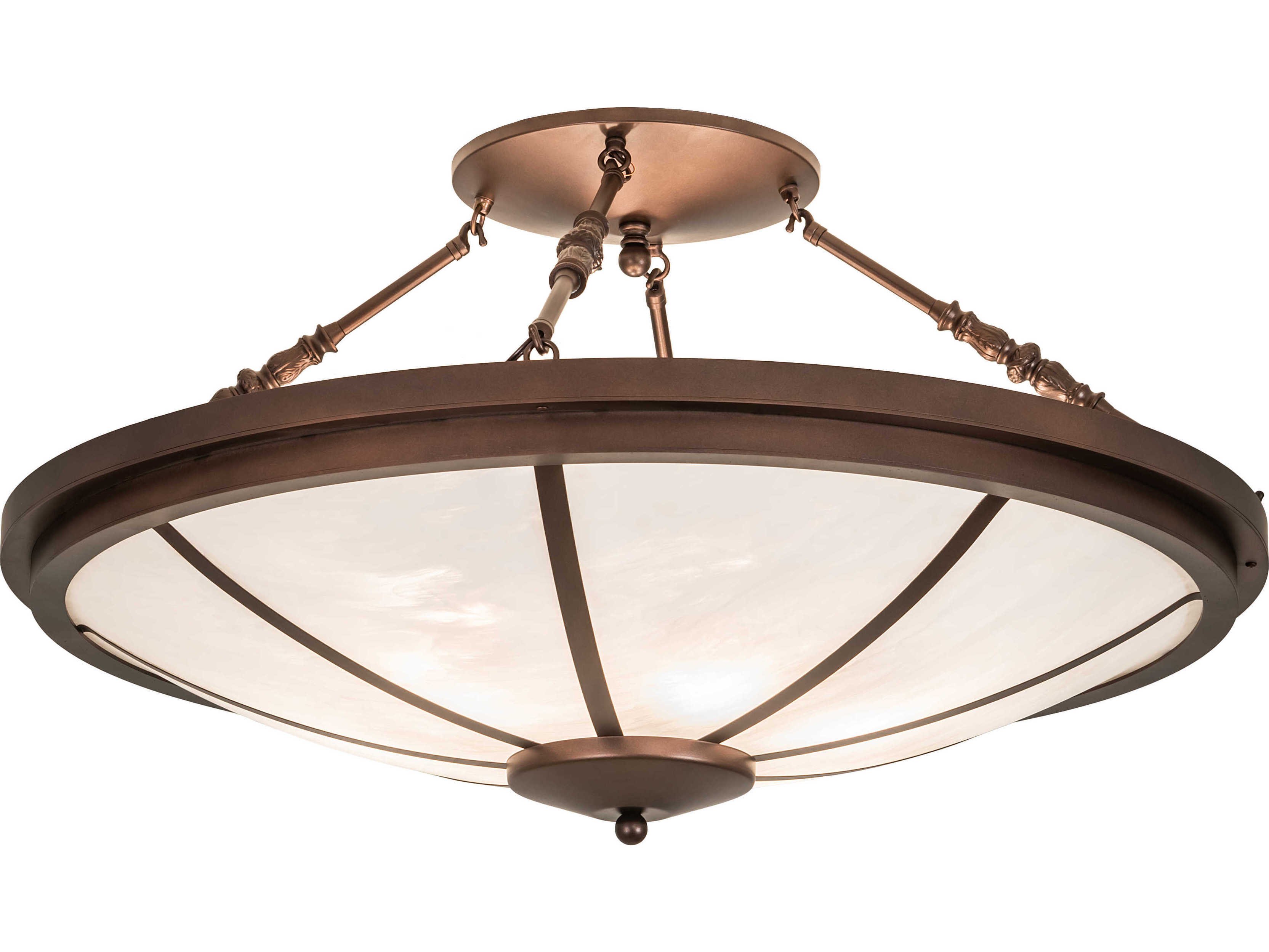 Meyda Commerce 6-Light Mahogany Bronze Glass Bowl Semi Flush Mount